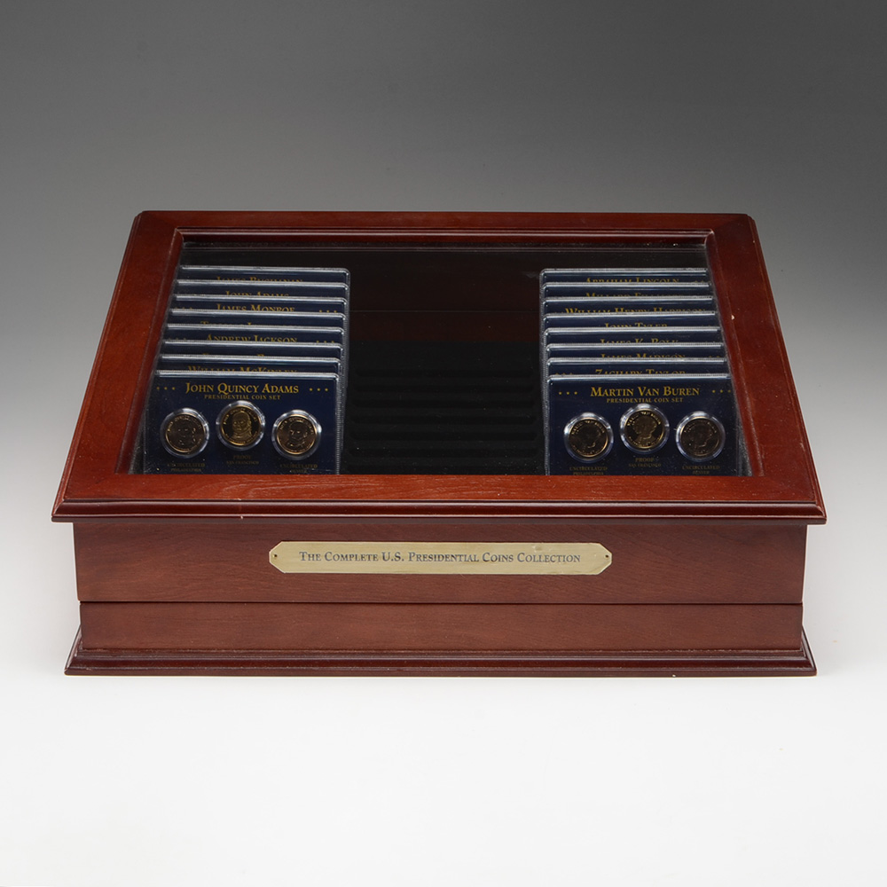 Presidential Dollar Coin Set in Wooden Display Case