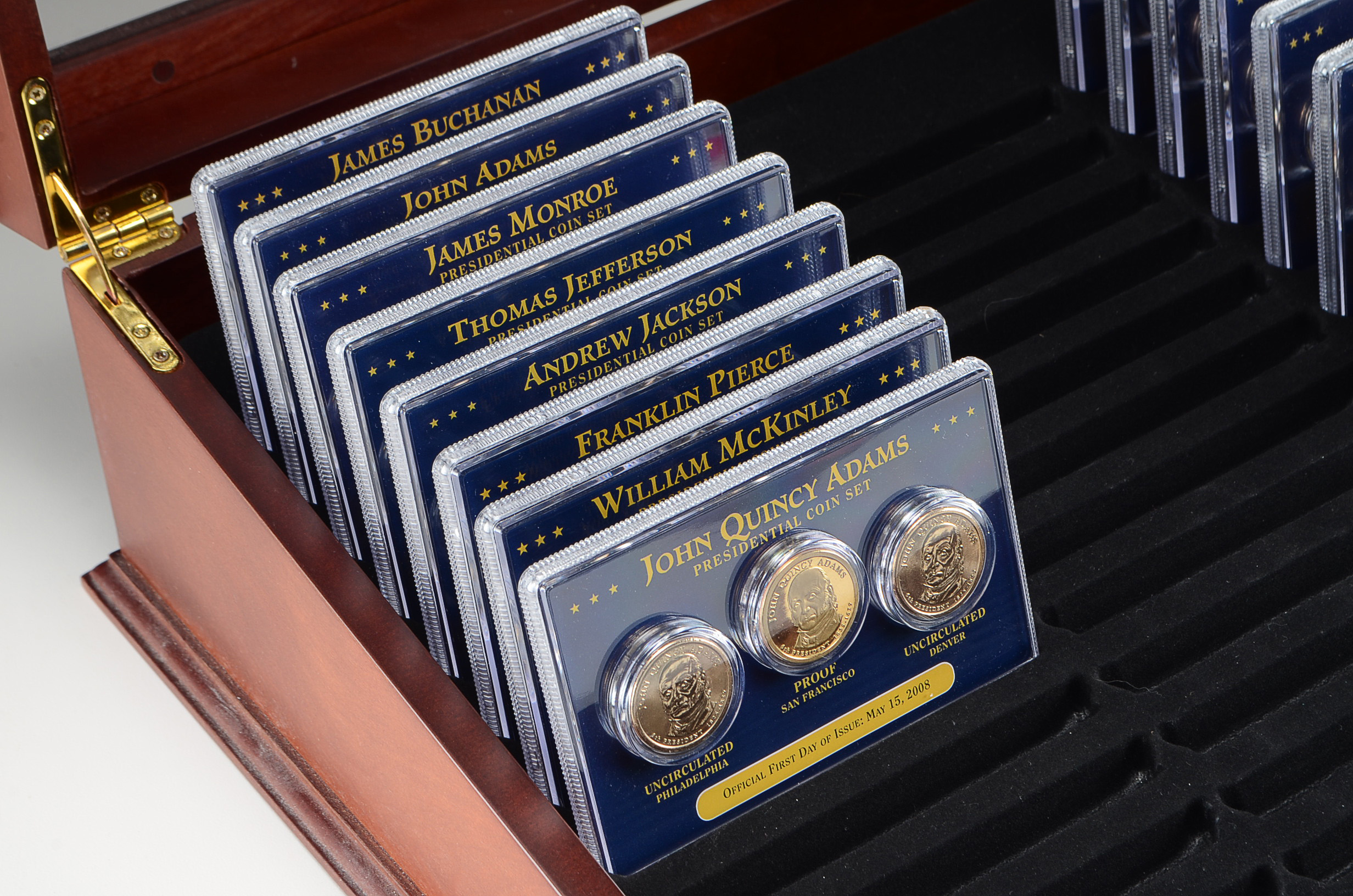 Presidential Dollar Coin Set in Wooden Display Case