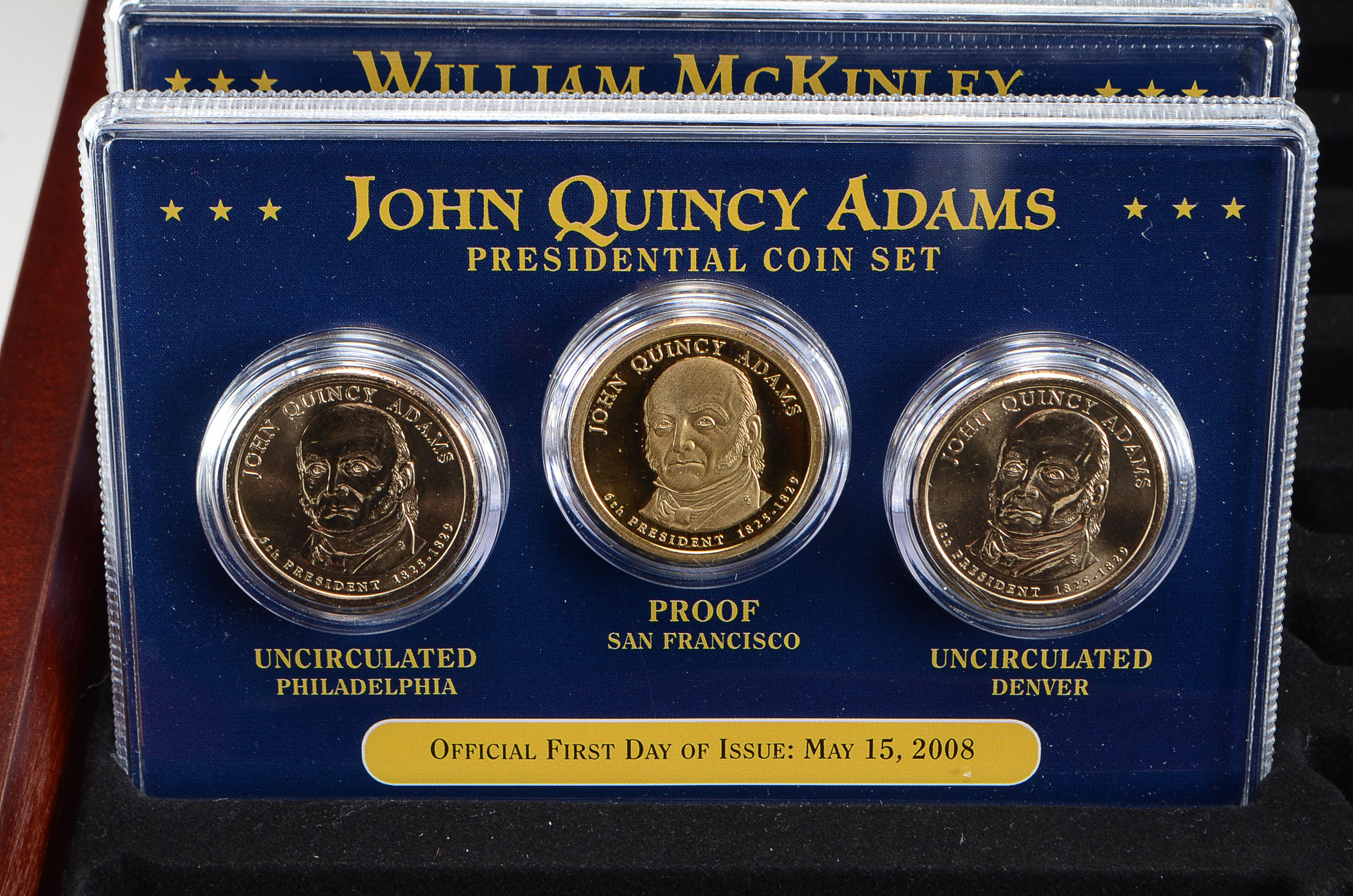 Presidential Dollar Coin Set in Wooden Display Case