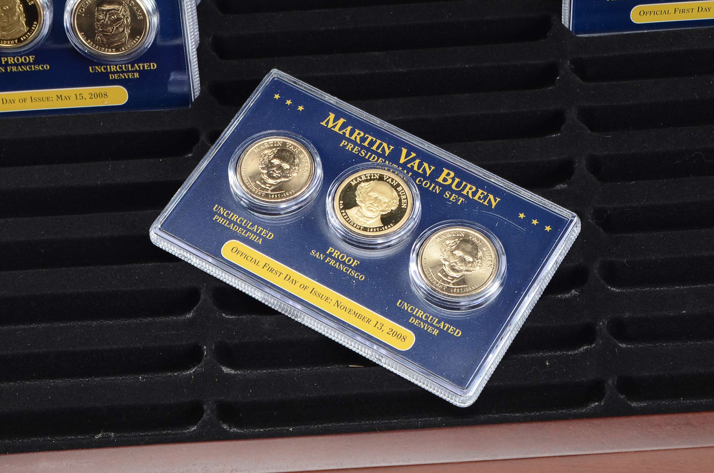 Presidential Dollar Coin Set in Wooden Display Case