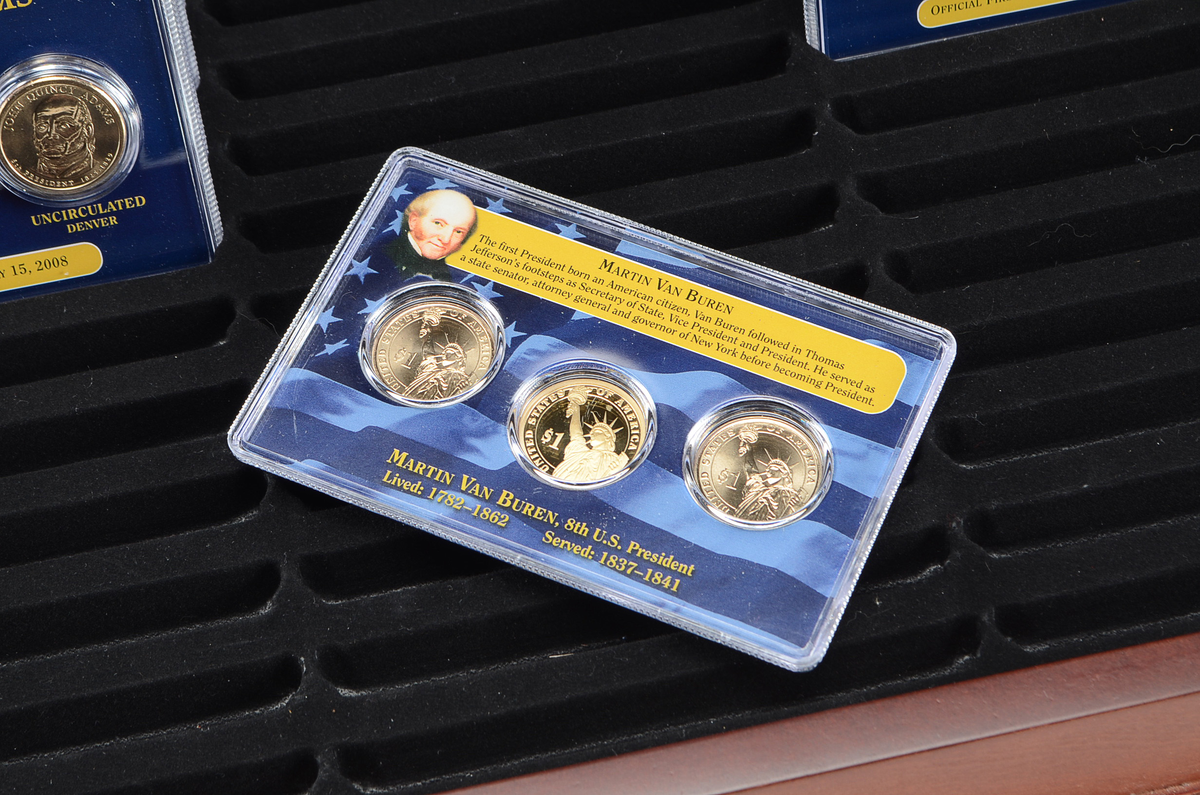 Presidential Dollar Coin Set in Wooden Display Case