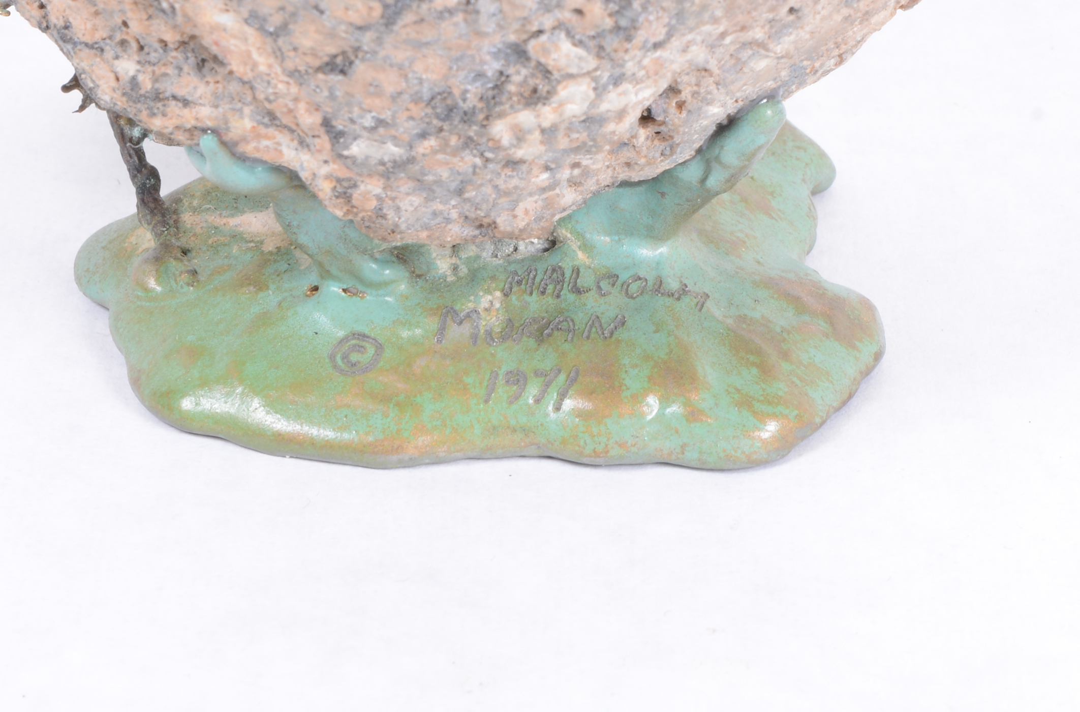 1971 Malcolm Moran Bronze Sculpture of Two Children and a Bird