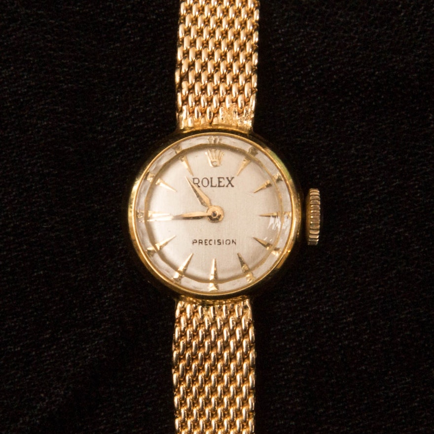 Vintage 18K Yellow Gold Women's Rolex Watch with 14K Gold Band circa 1950s