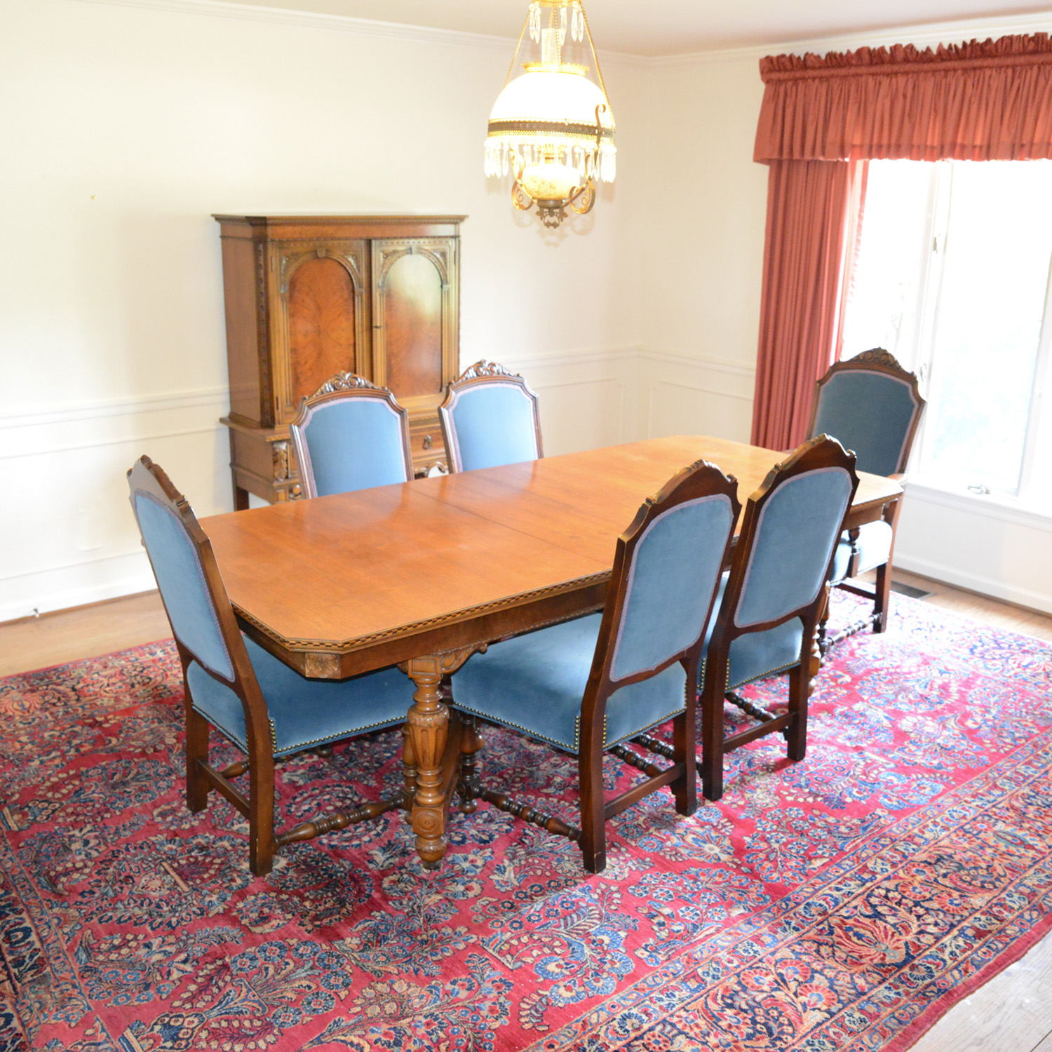 Vintage Robert W. Irwin Italian Renaissance Revival Style Dining Table and Chairs