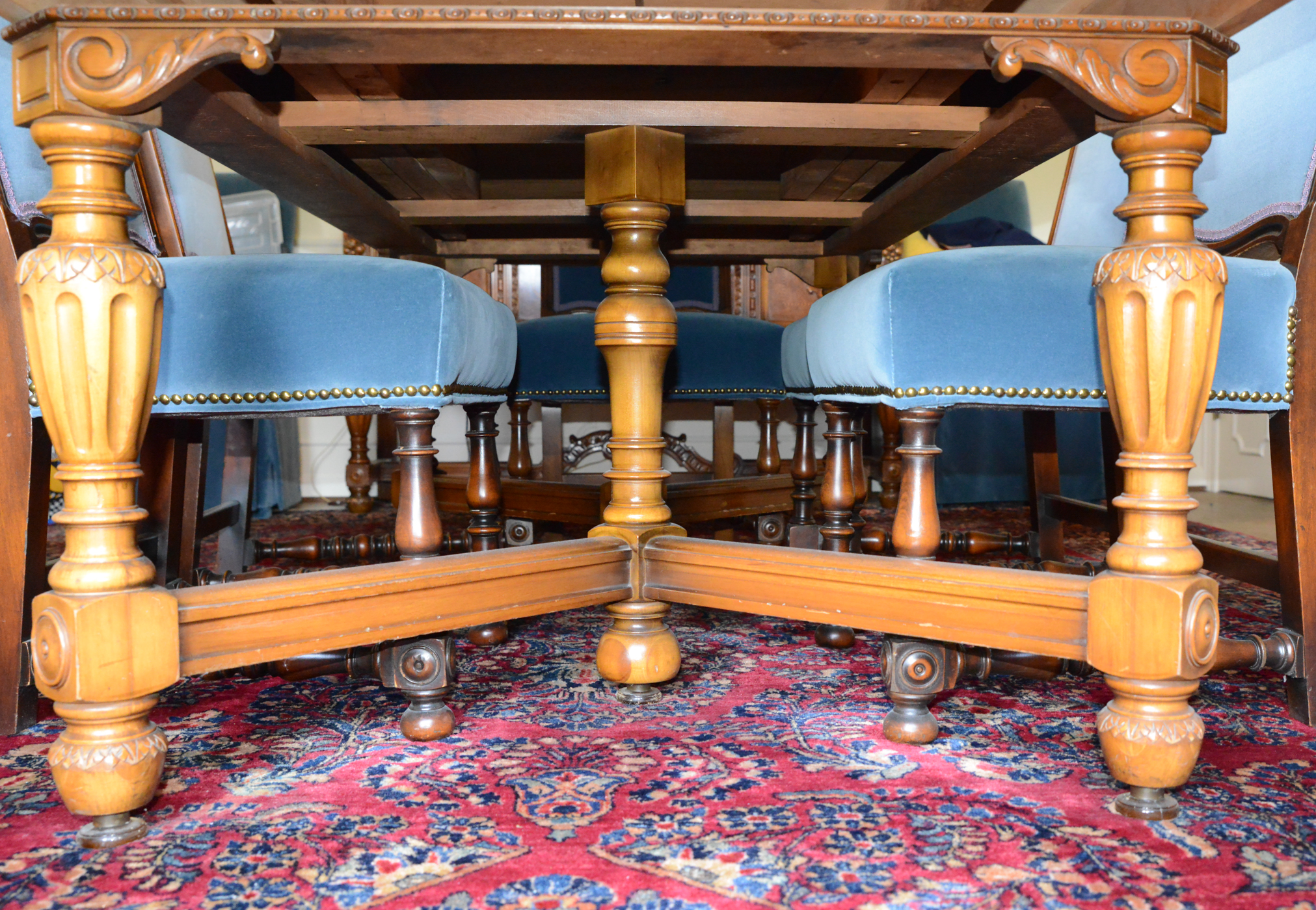 Vintage Robert W. Irwin Italian Renaissance Revival Style Dining Table and Chairs