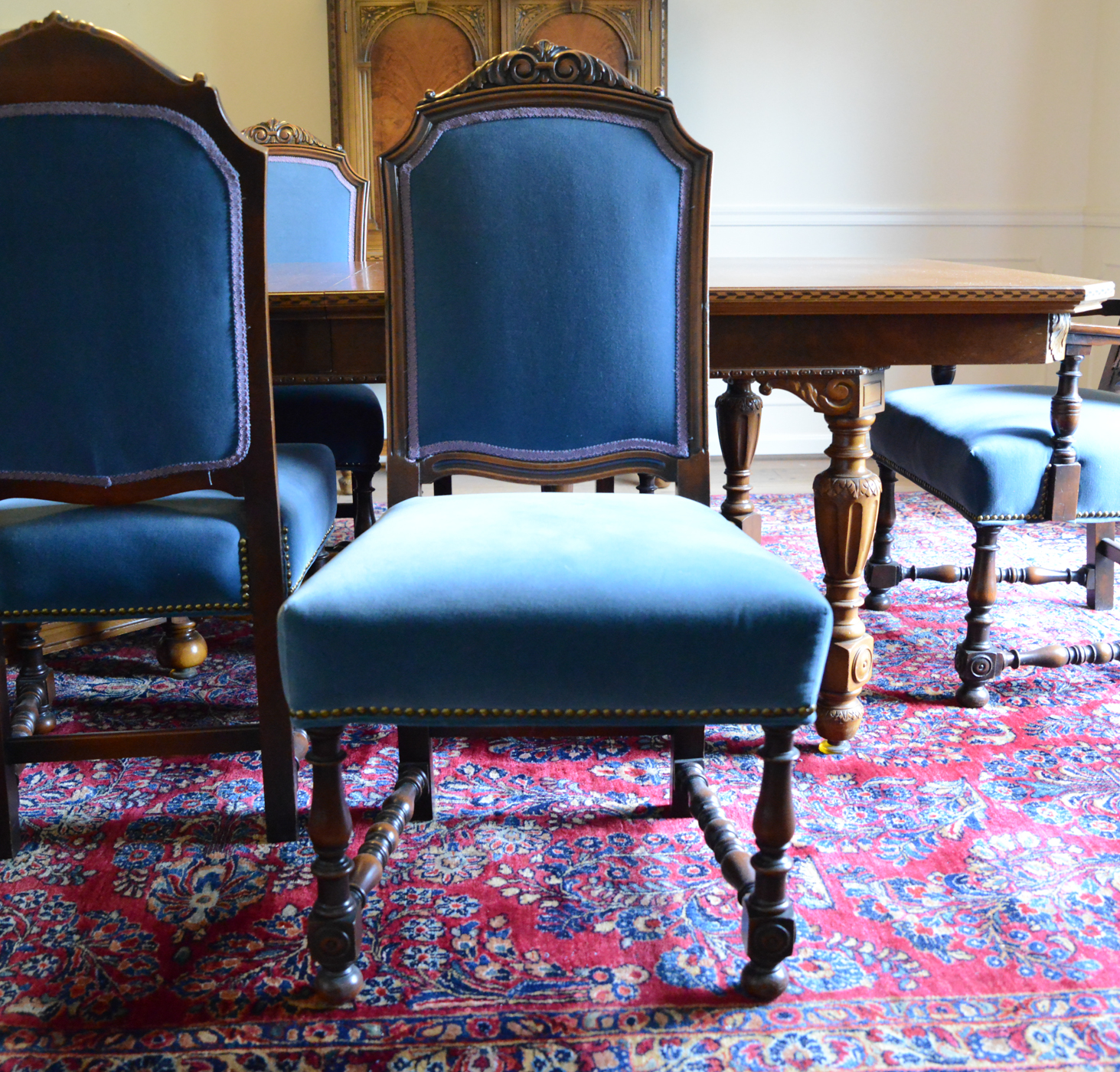 Vintage Robert W. Irwin Italian Renaissance Revival Style Dining Table and Chairs