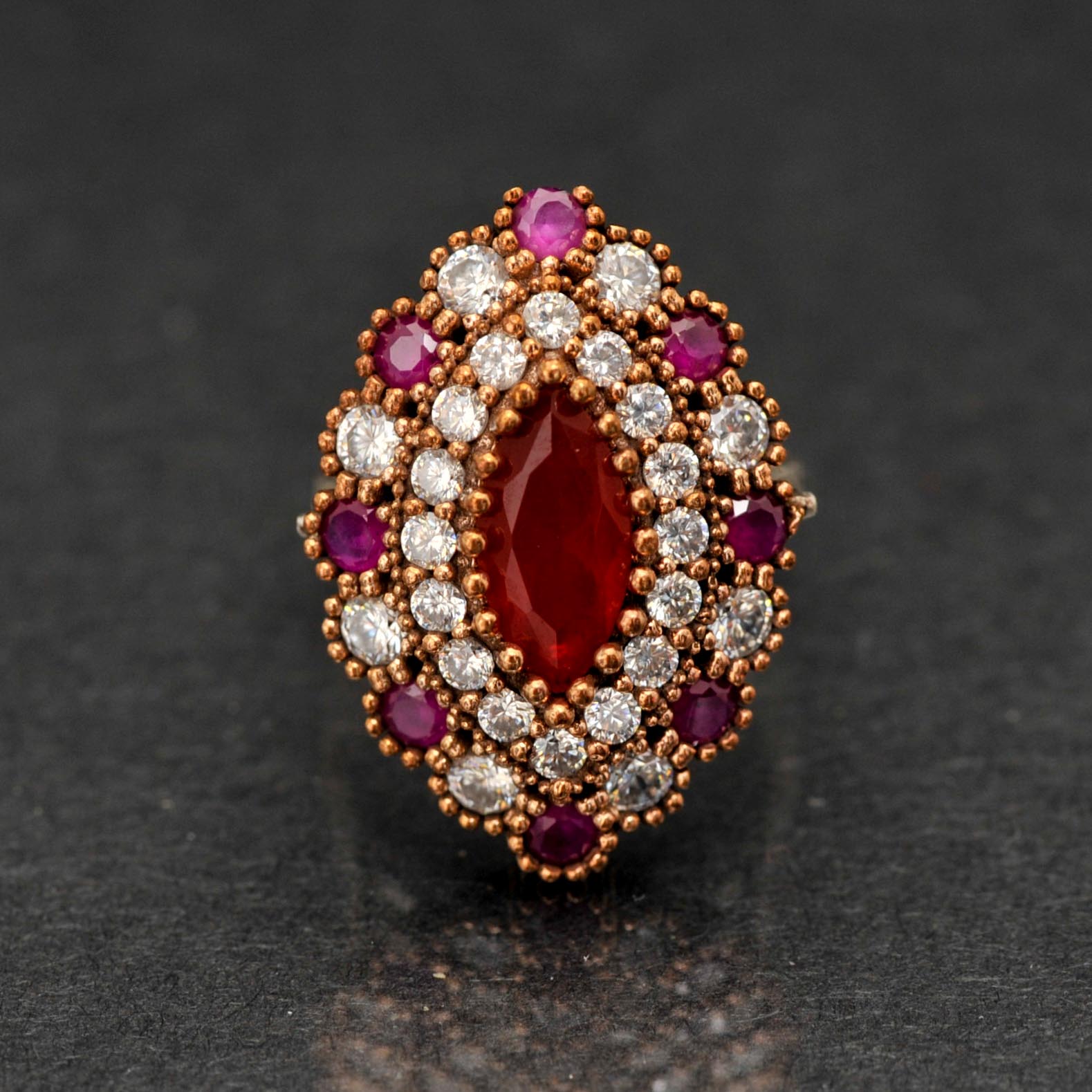 Sterling and Synthetic Stone Ring