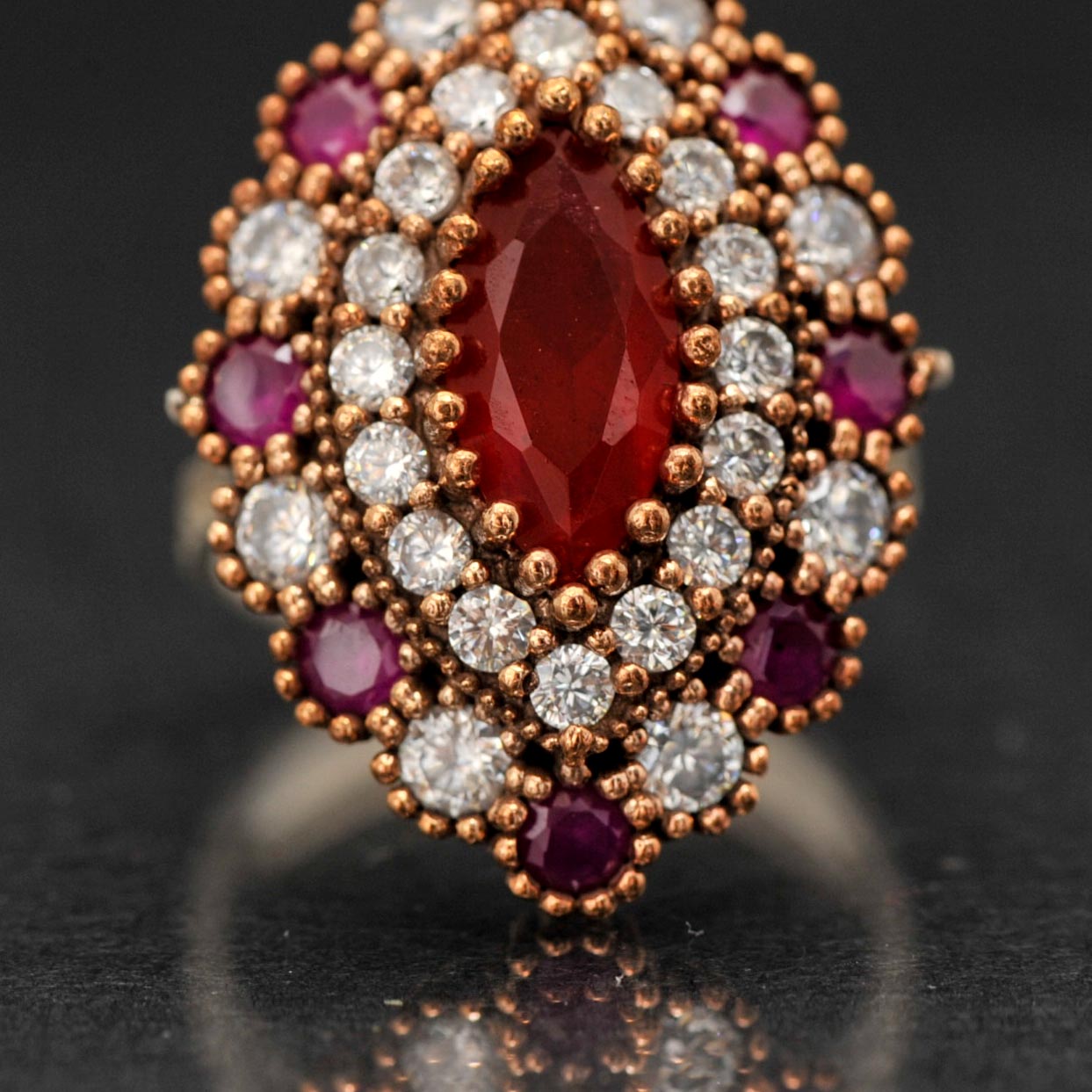 Sterling and Synthetic Stone Ring