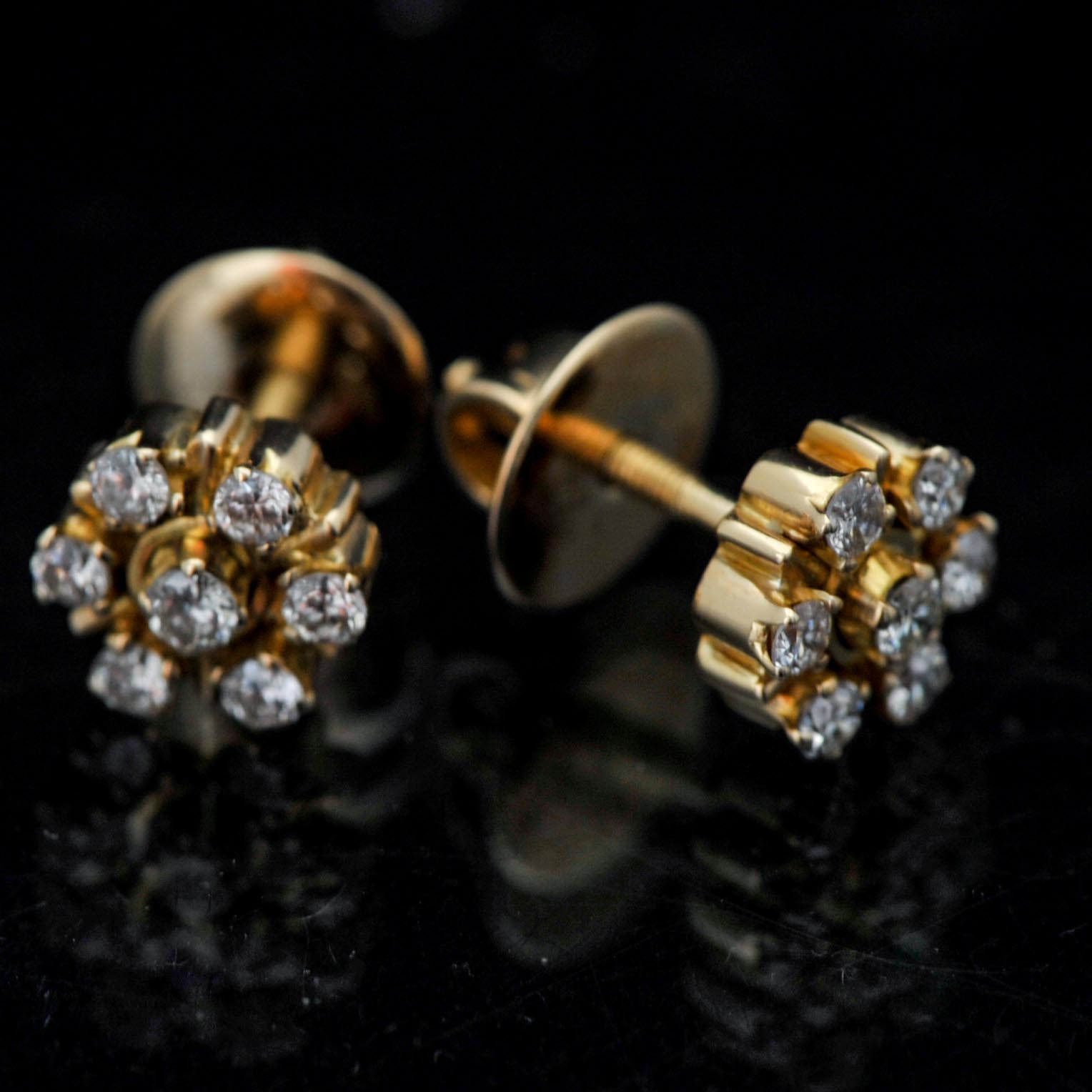 14k Yellow Gold Diamond Earrings
