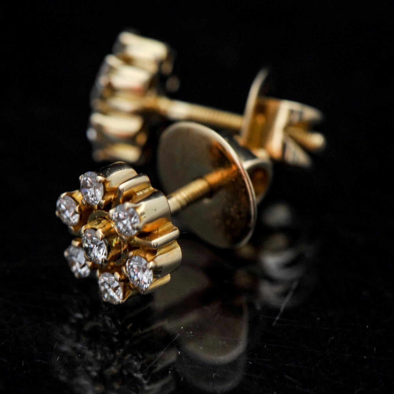 14k Yellow Gold Diamond Earrings