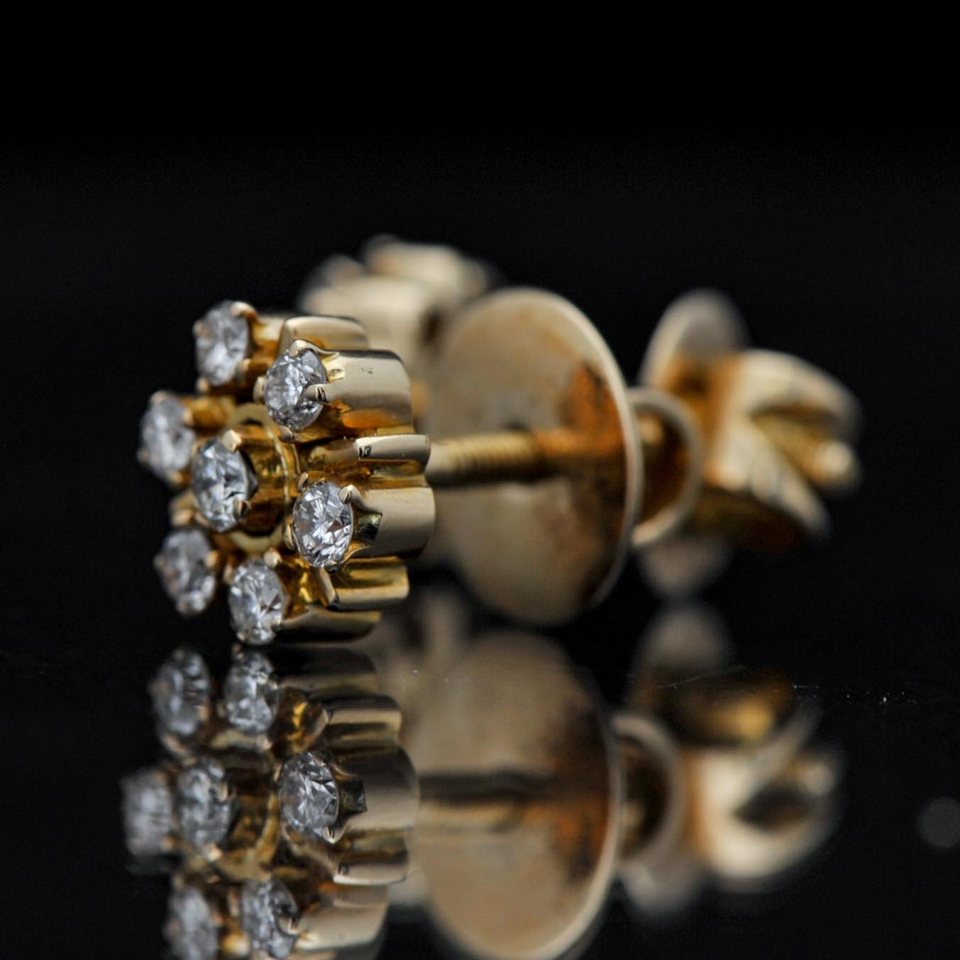 14k Yellow Gold Diamond Earrings