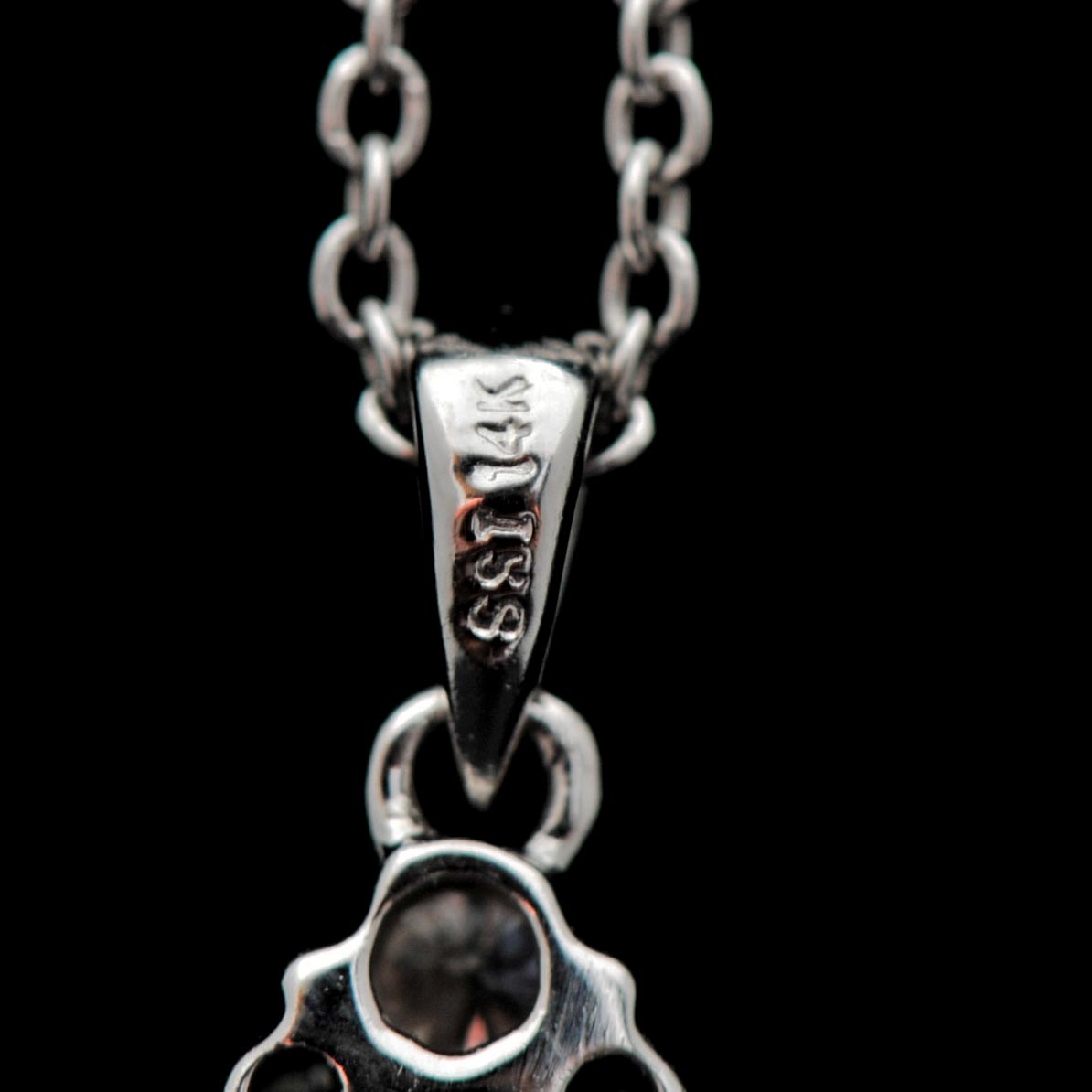 14k White Gold Diamond Pendant with 18k White Gold Chain