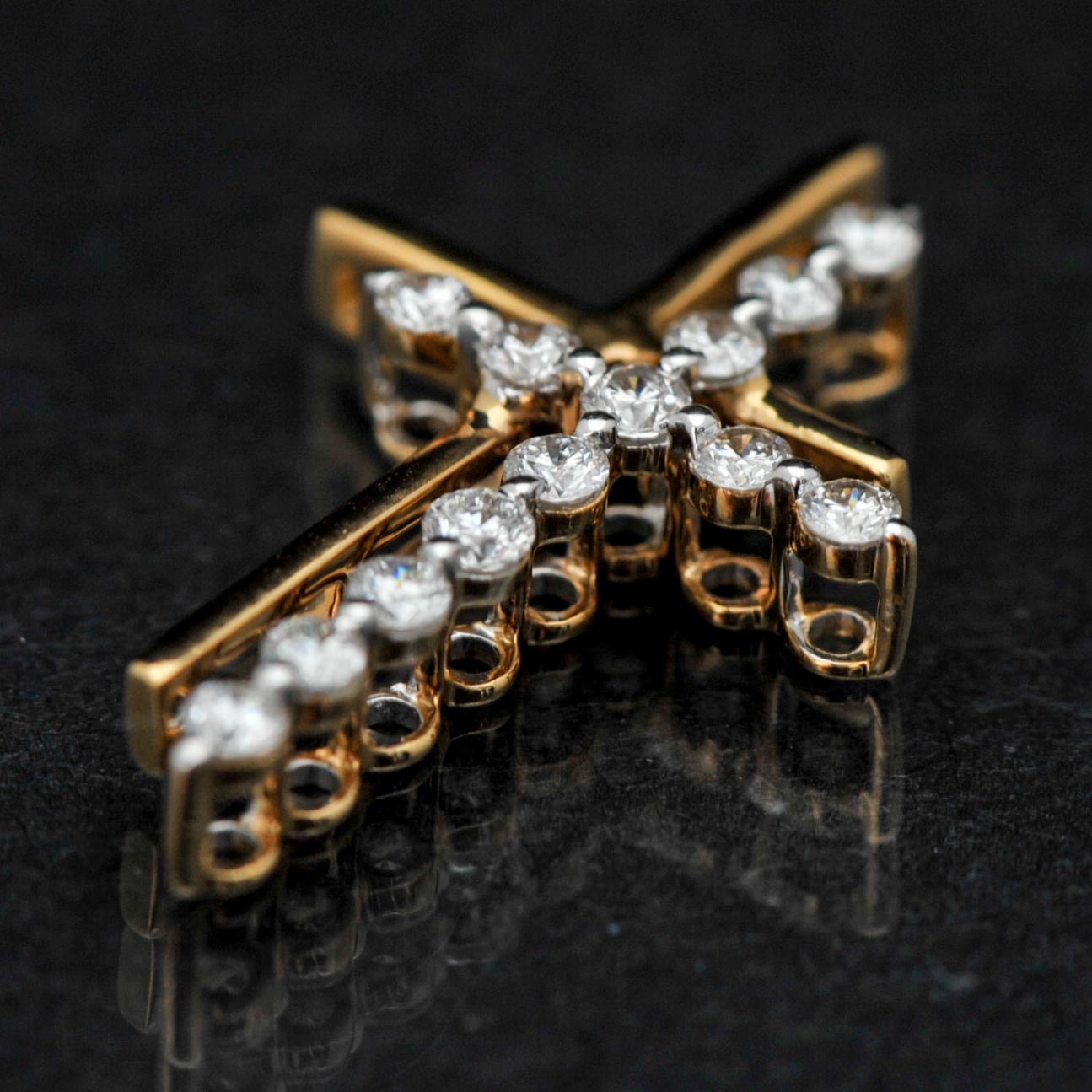 14k Yellow Gold Diamond Cross Pendant