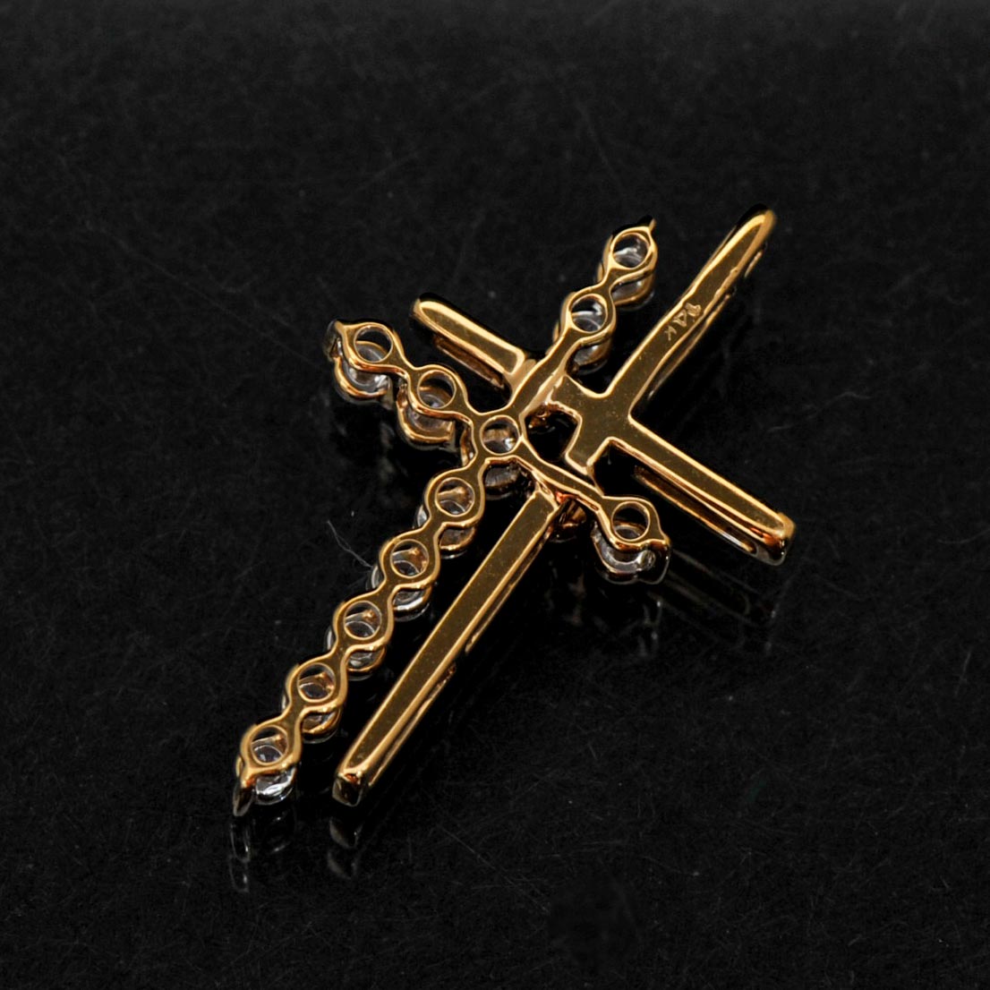 14k Yellow Gold Diamond Cross Pendant