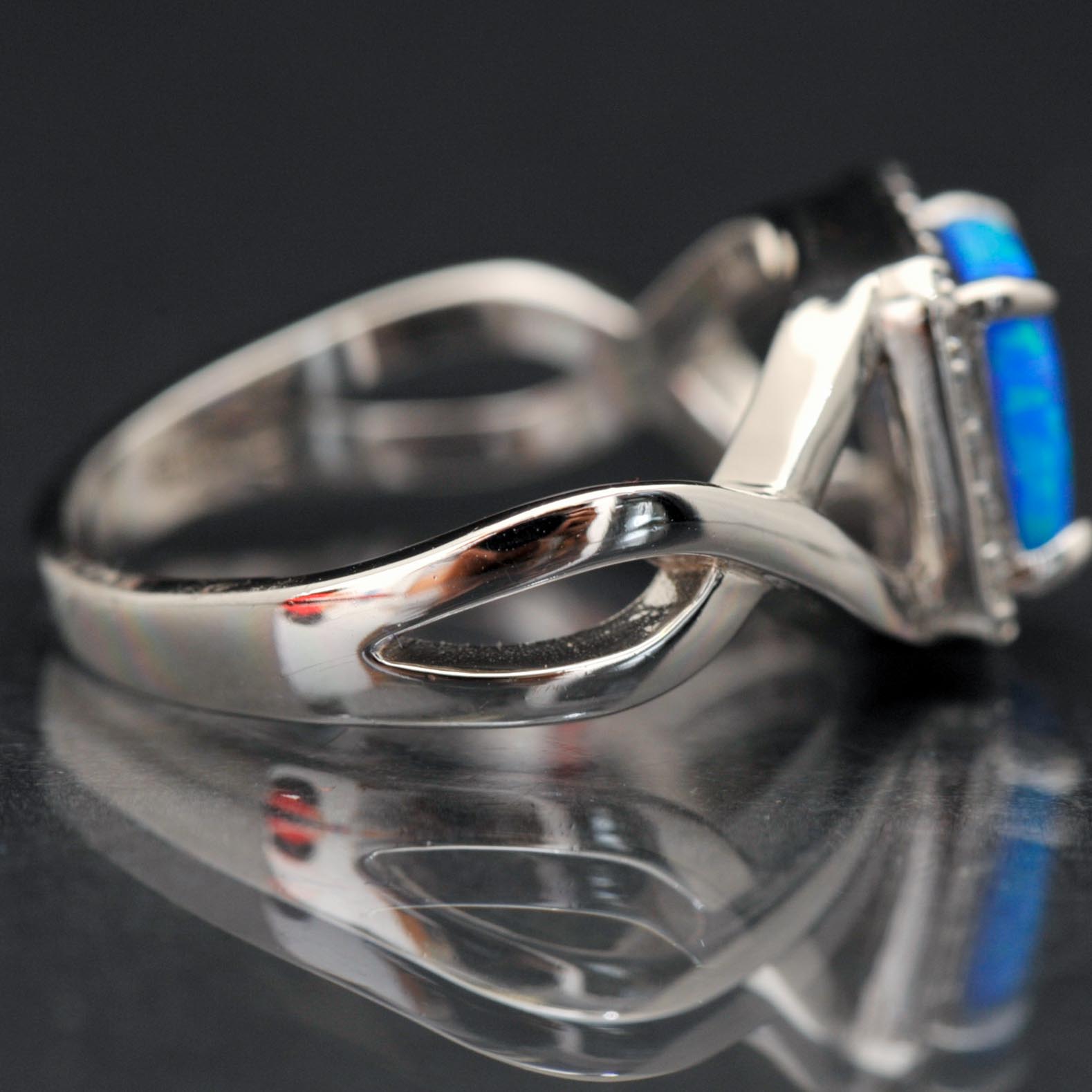 Sterling Silver and Synthetic Blue Opal Ring