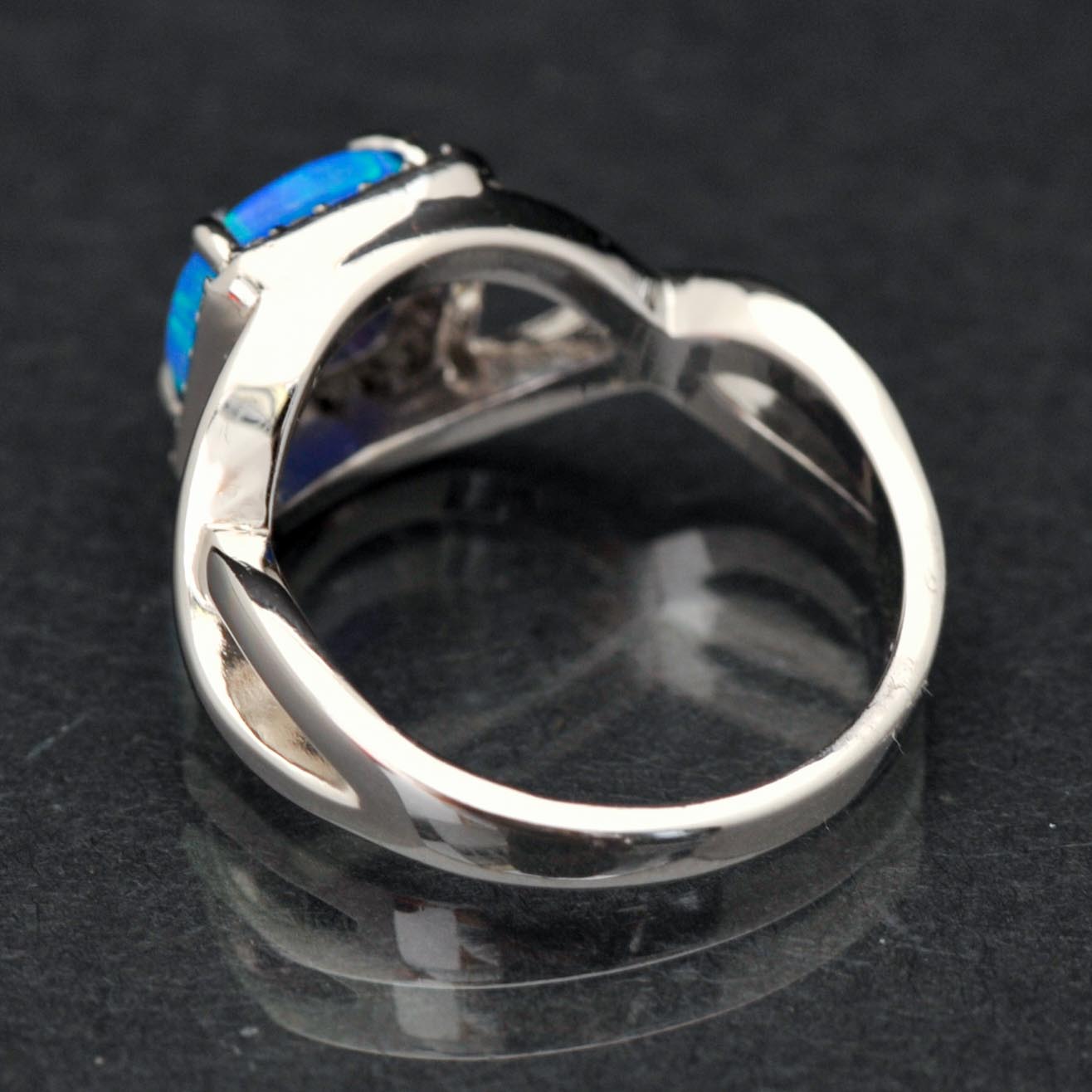 Sterling Silver and Synthetic Blue Opal Ring
