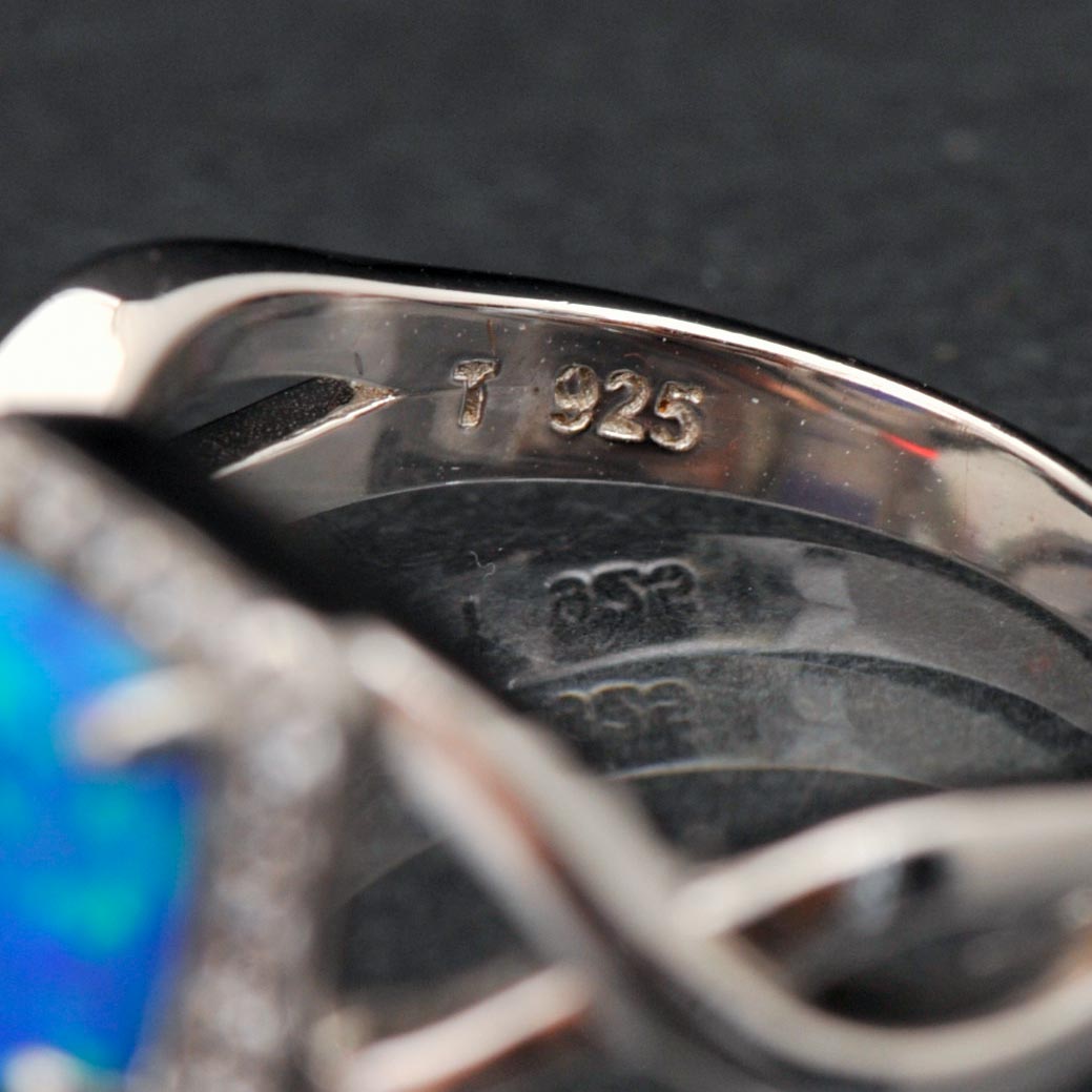 Sterling Silver and Synthetic Blue Opal Ring