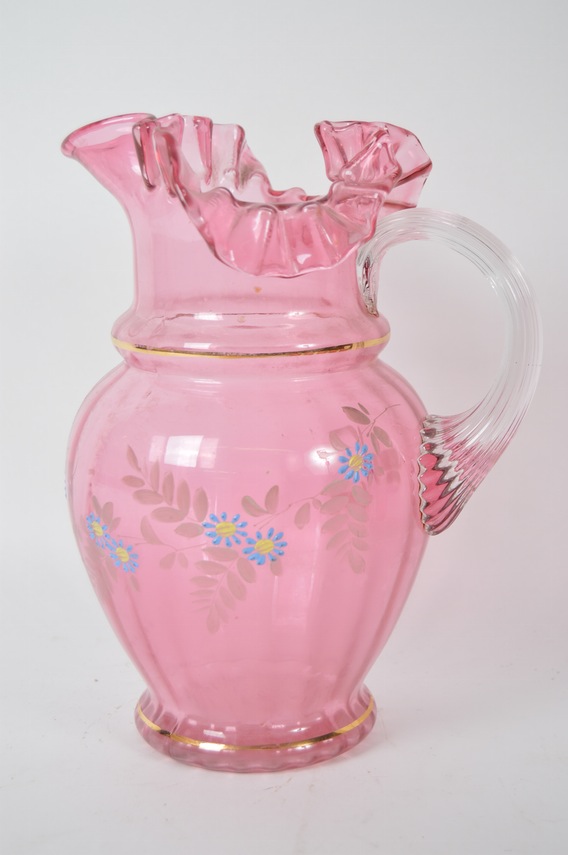 Cranberry Glass Pitcher and Tumblers