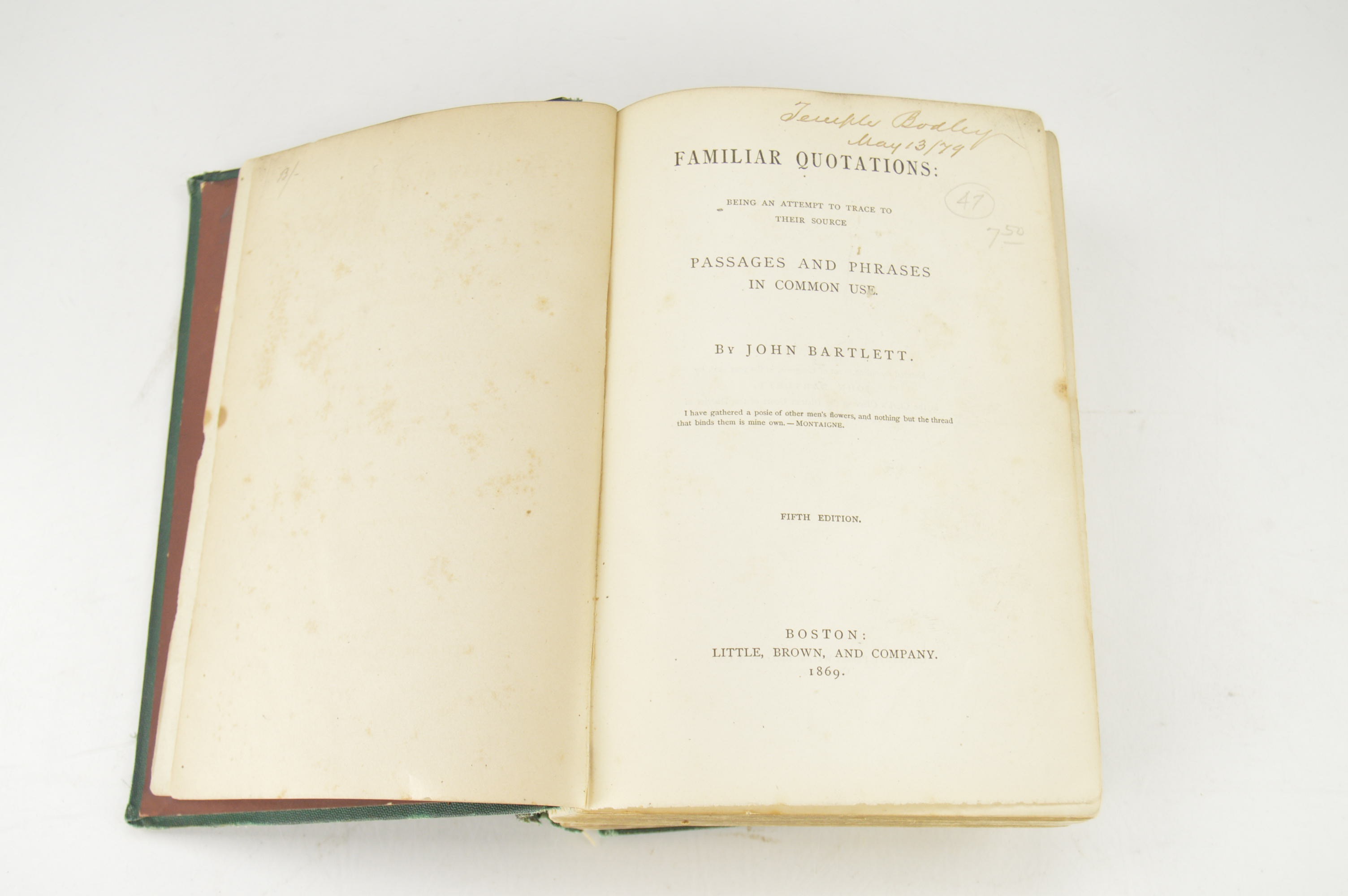 Antique Book Belonging to Kentucky Author Temple Bodley