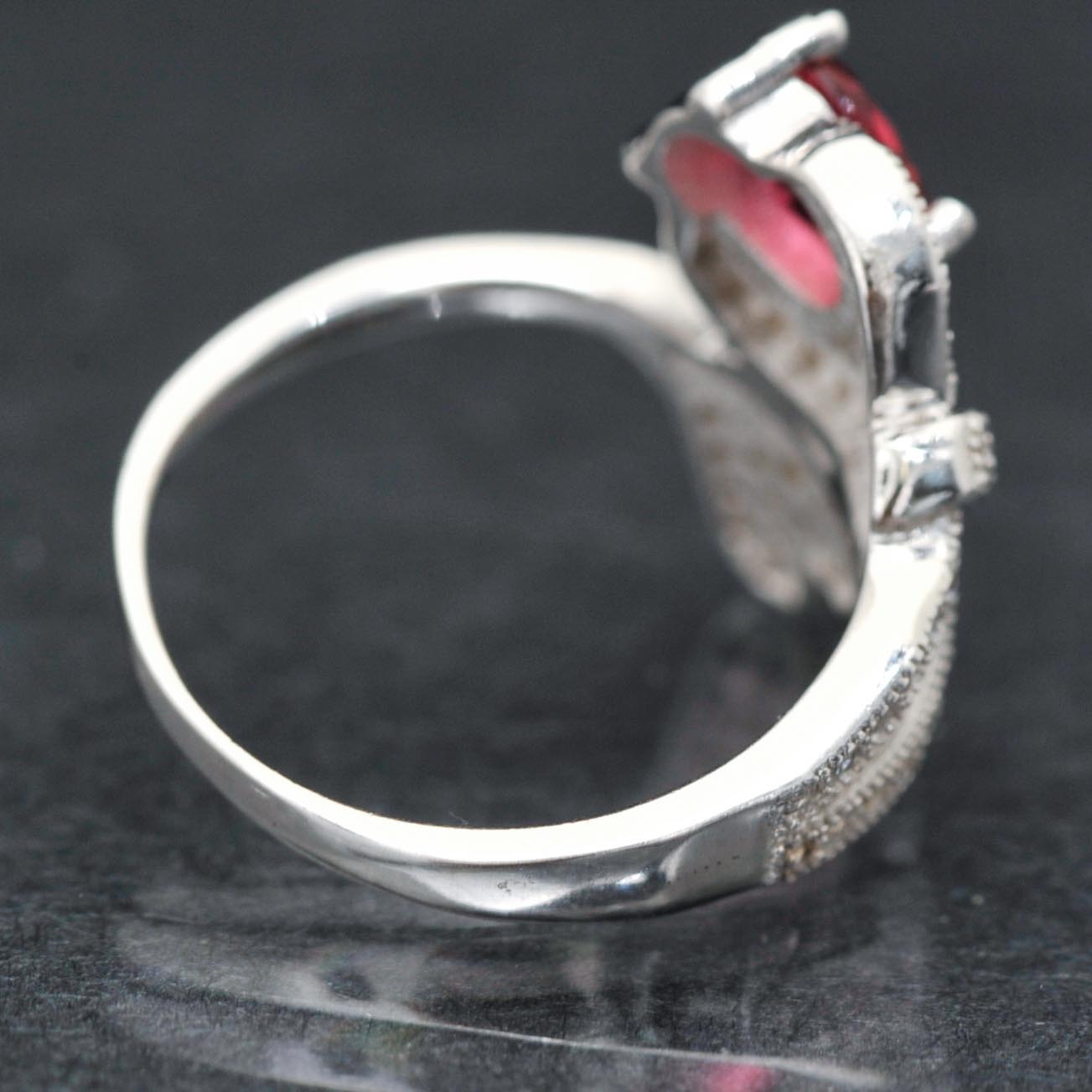 Sterling Silver and Synthetic Stone Bypass Ring