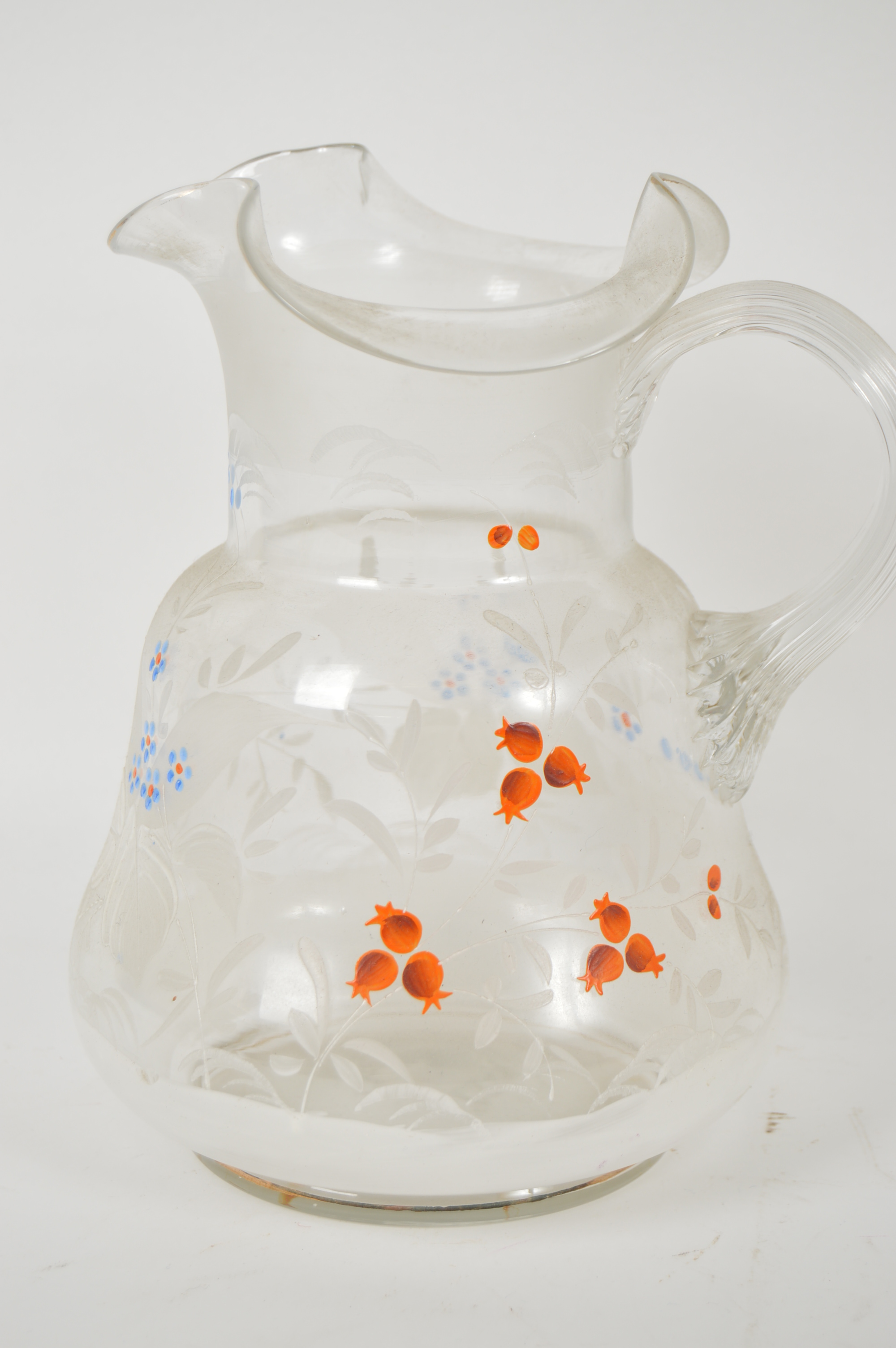 Glass Etched Pitcher and Beverage Glasses