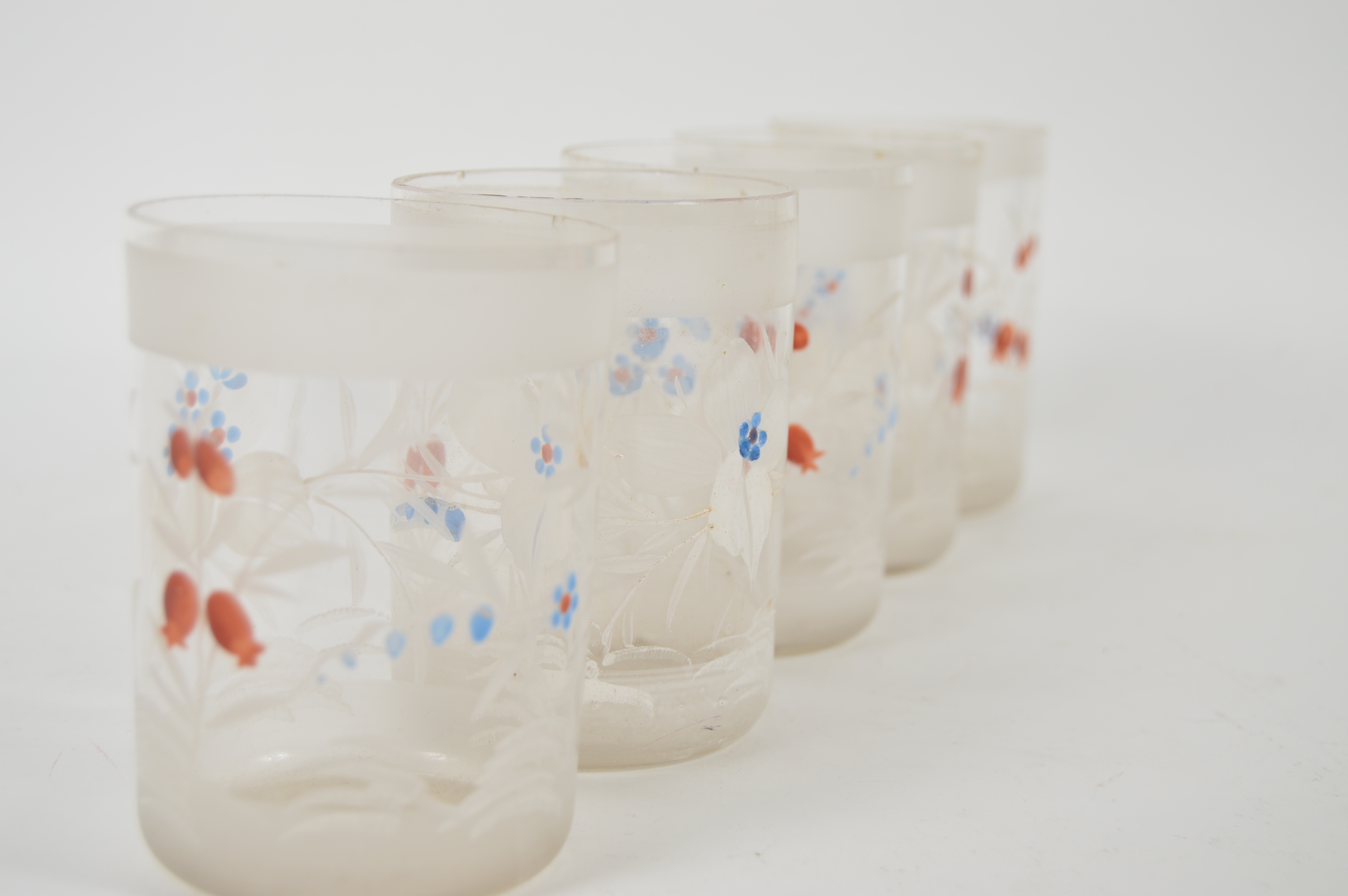 Glass Etched Pitcher and Beverage Glasses