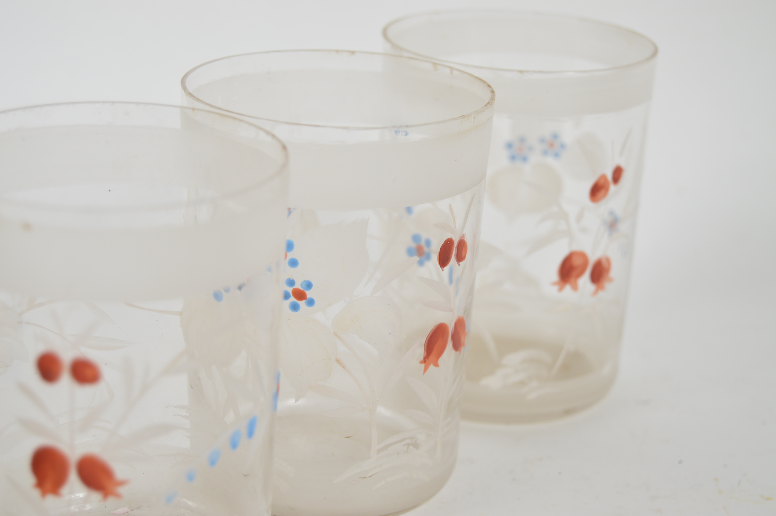 Glass Etched Pitcher and Beverage Glasses