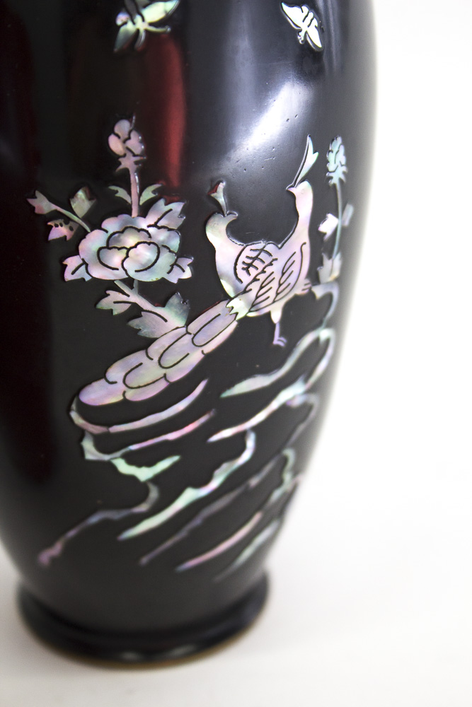 Brass Enamel Mother of Pearl Vase Collection