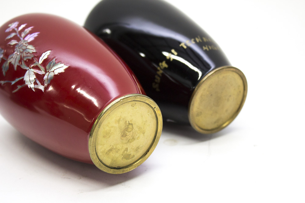 Brass Enamel Mother of Pearl Vase Collection