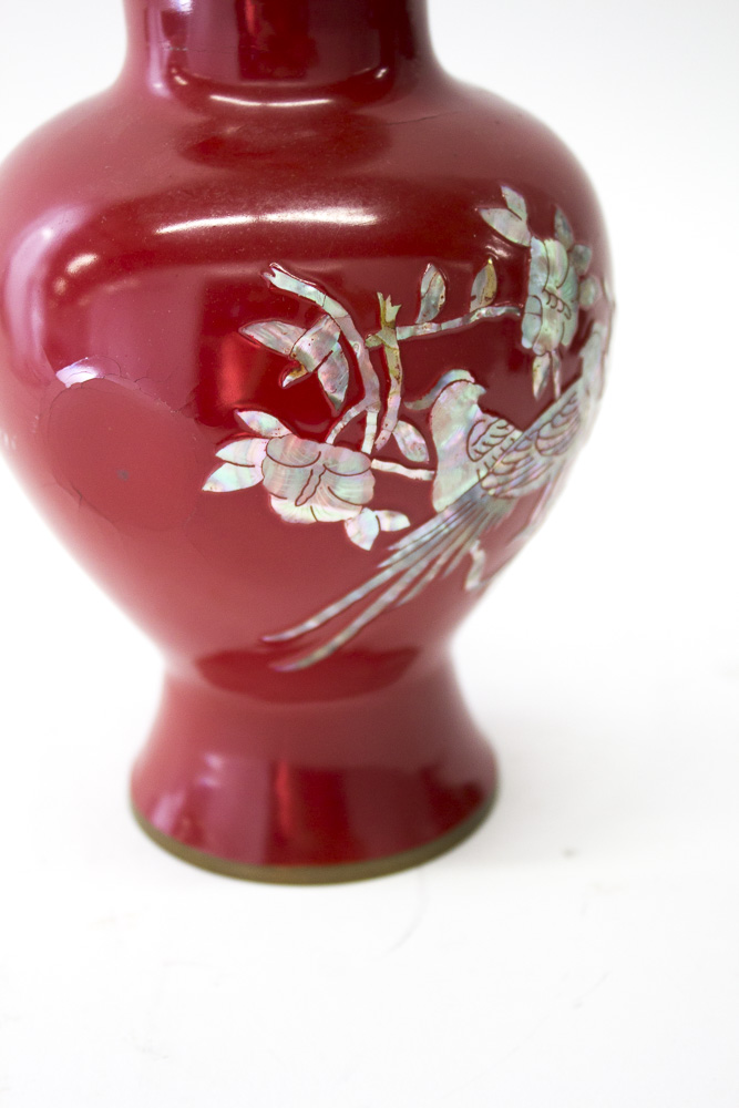 Brass Enamel Mother of Pearl Vase Collection