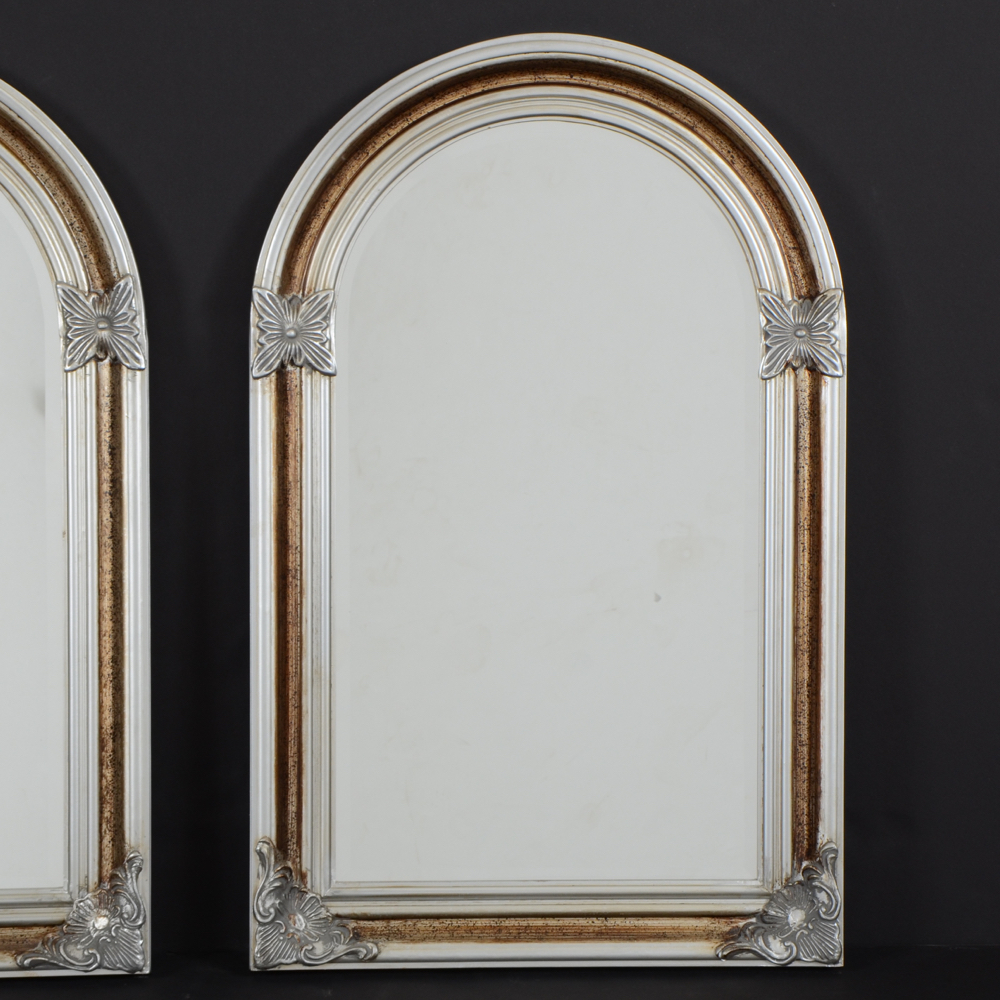 Pair of Arched Framed Beveled Mirrors