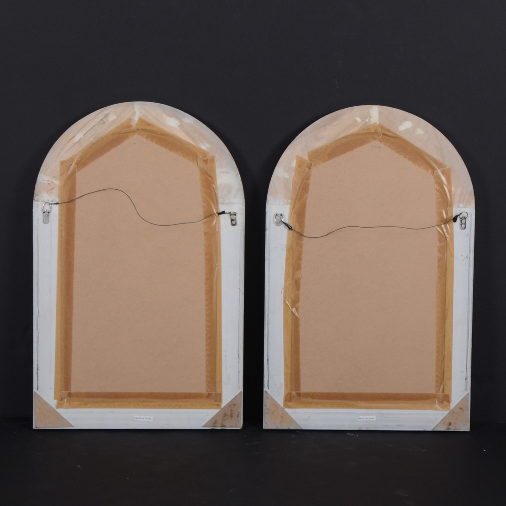 Pair of Arched Framed Beveled Mirrors