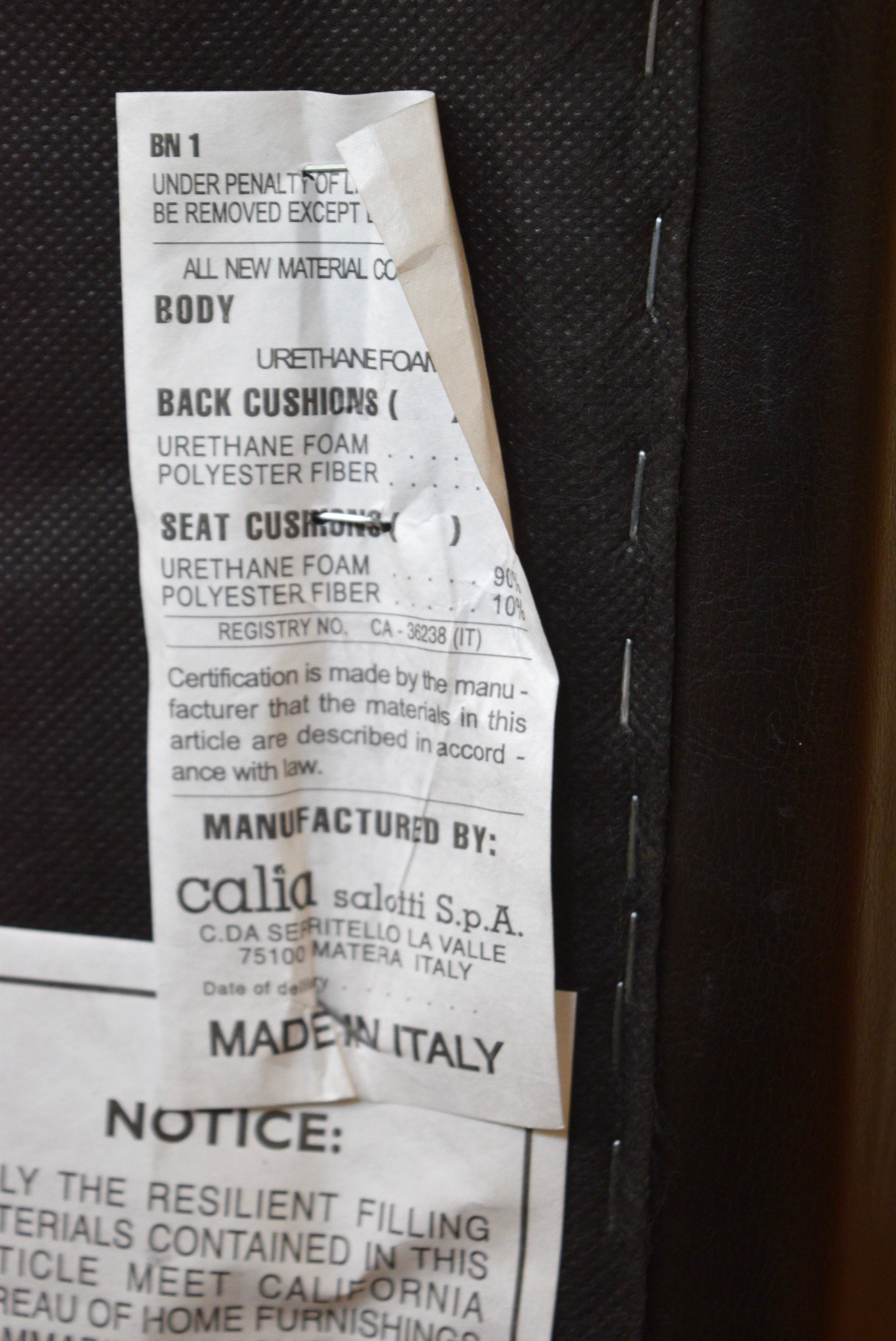 Calia Leather Loveseat Sofa