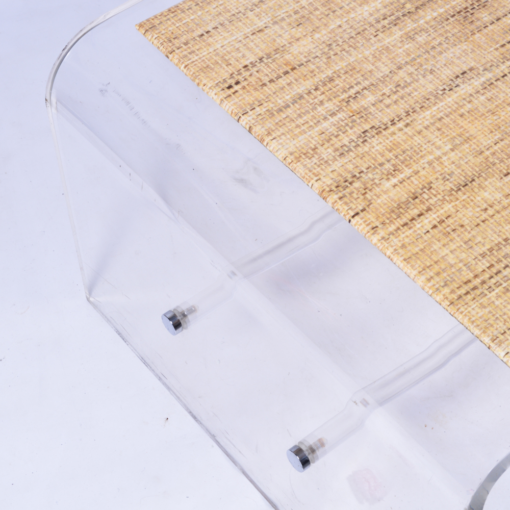 Mid Century Modern Acrylic Waterfall Edge Coffee Table