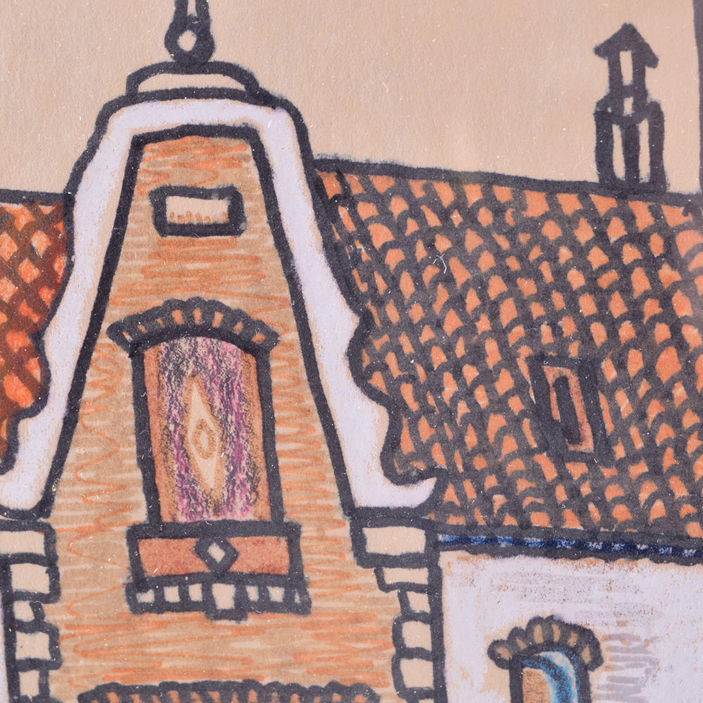 Signed Alex McAdam "Amsterdam" Watercolor and Ink Painting