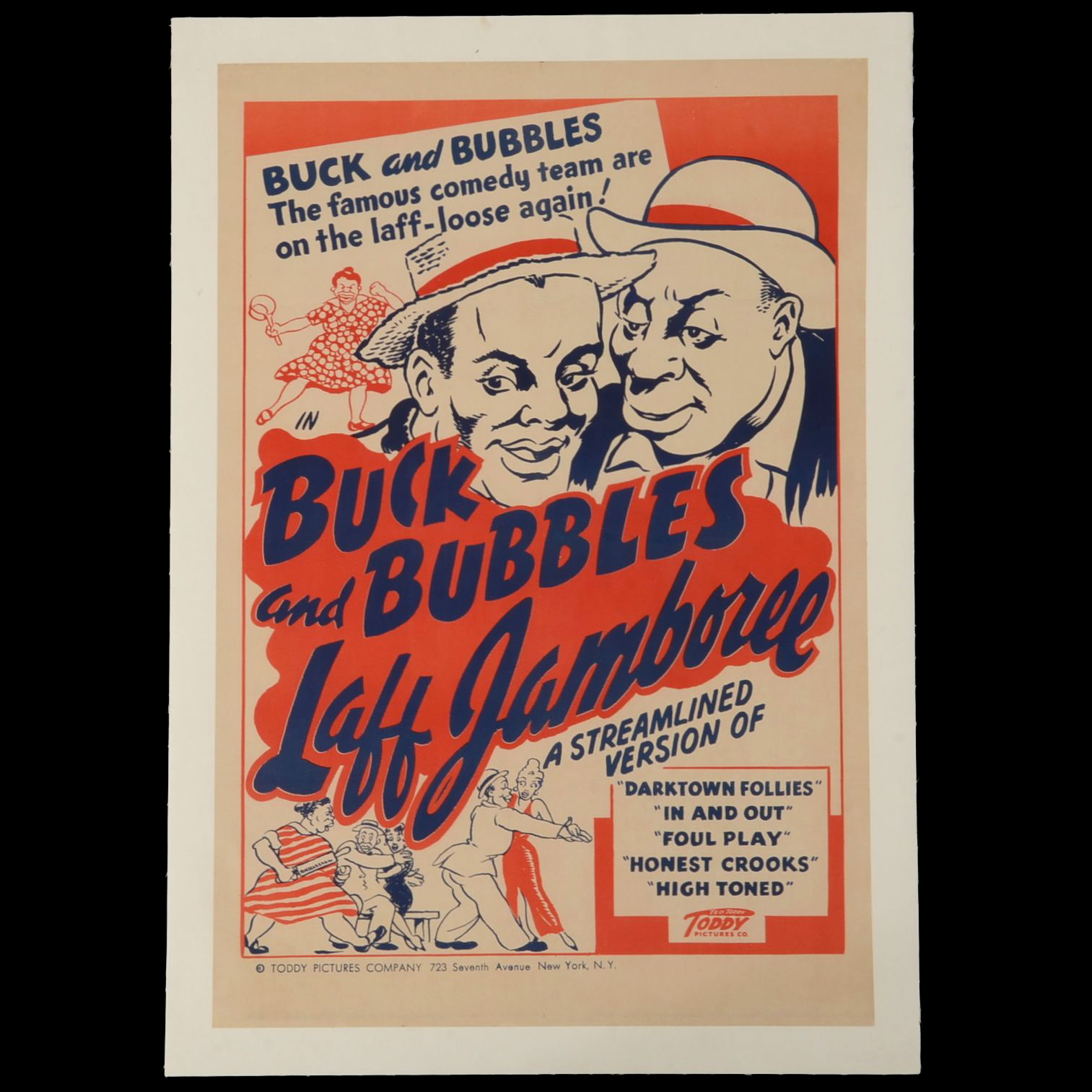 Vintage "Buck and Bubbles Laff Jamboree" Block Relief Poster