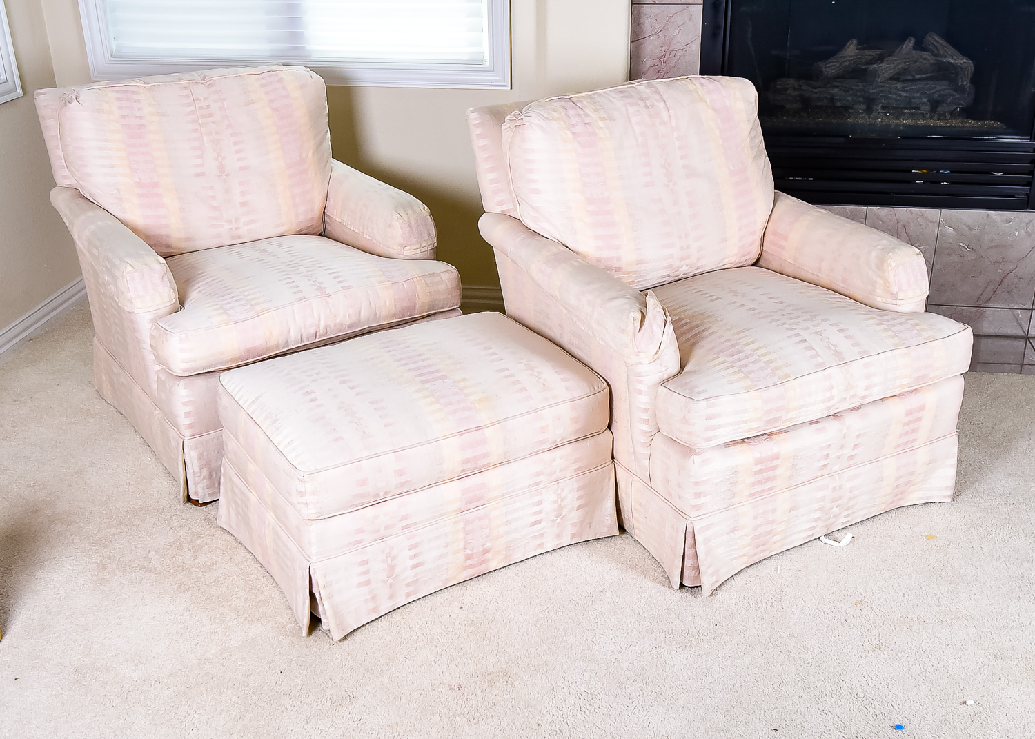 Pair of Henredon Armchairs and an Ottoman