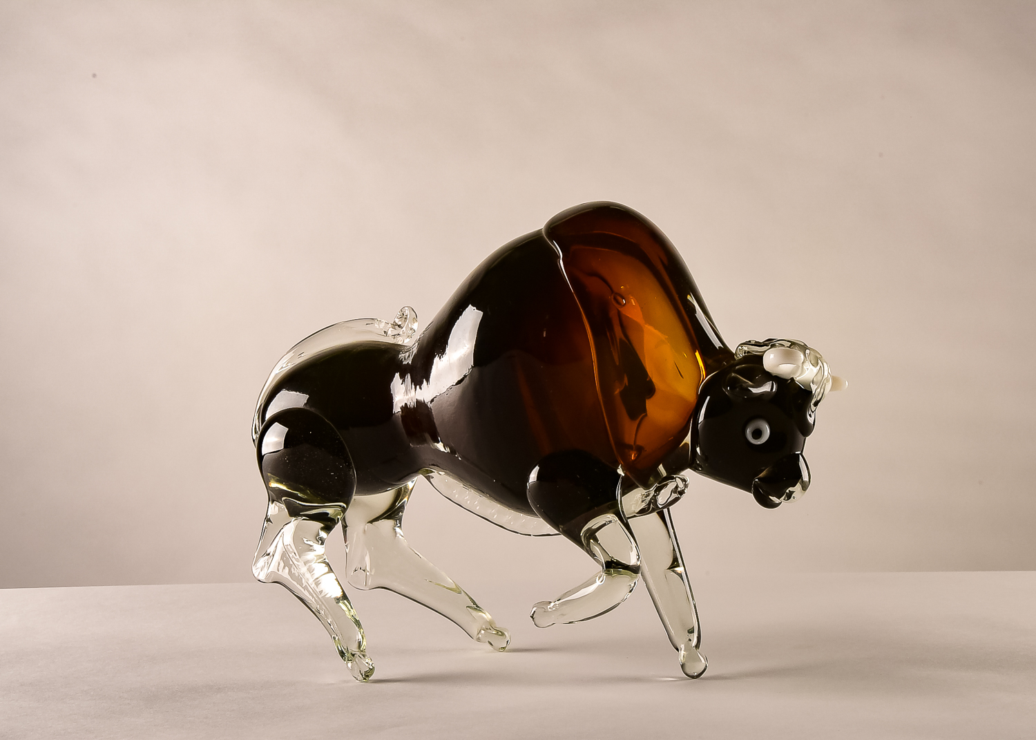 Hand-Blown Glass Bison Figurine