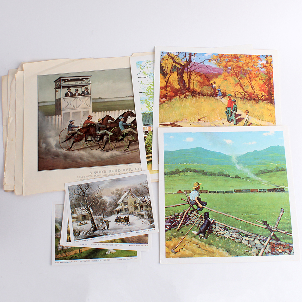 Norman Rockwell and Currier & Ives Offset Lithographs