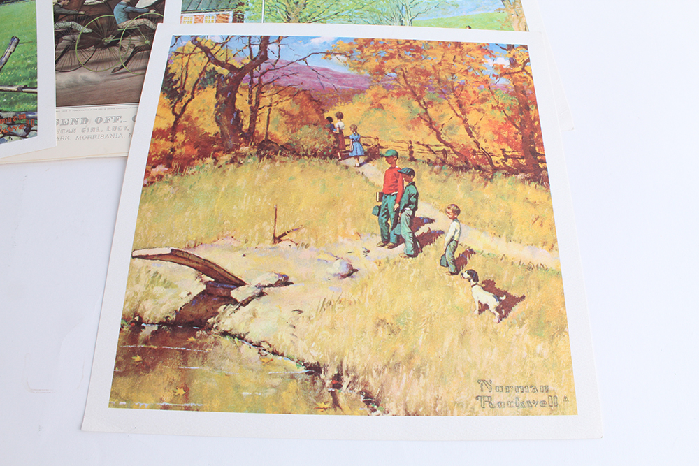 Norman Rockwell and Currier & Ives Offset Lithographs