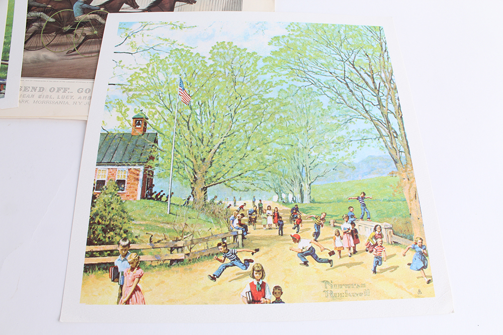 Norman Rockwell and Currier & Ives Offset Lithographs