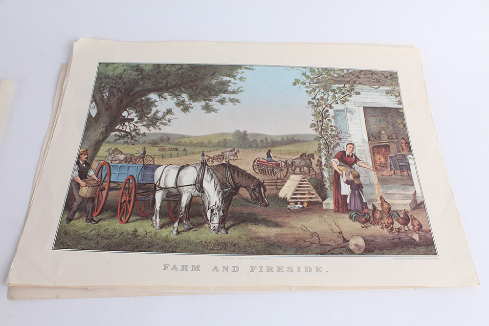 Norman Rockwell and Currier & Ives Offset Lithographs
