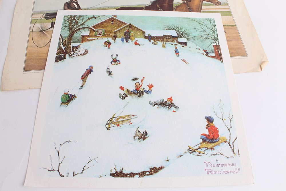 Norman Rockwell and Currier & Ives Offset Lithographs