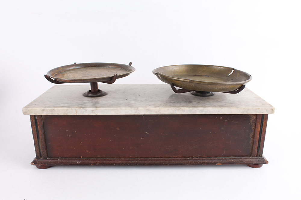 Vintage Marble Topped Double Scale