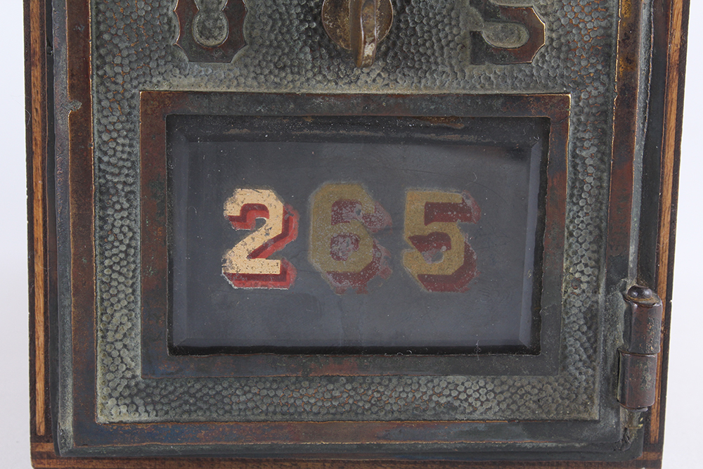 Vintage Wooden US Post Office Box with Brass Door