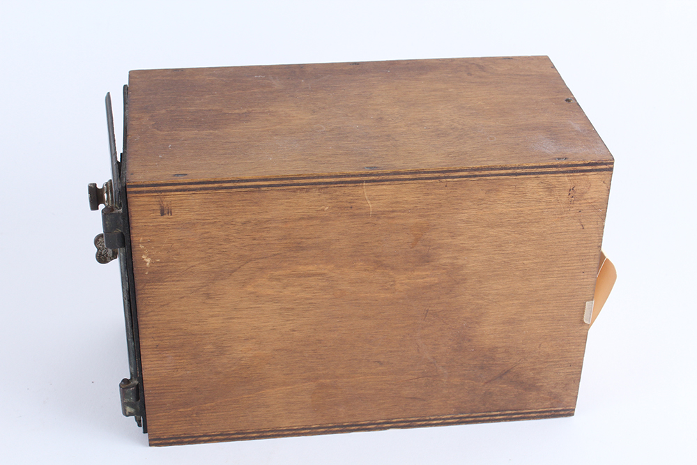 Vintage Wooden US Post Office Box with Brass Door