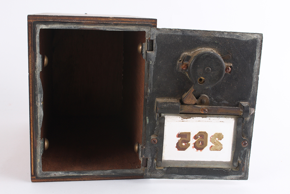 Vintage Wooden US Post Office Box with Brass Door