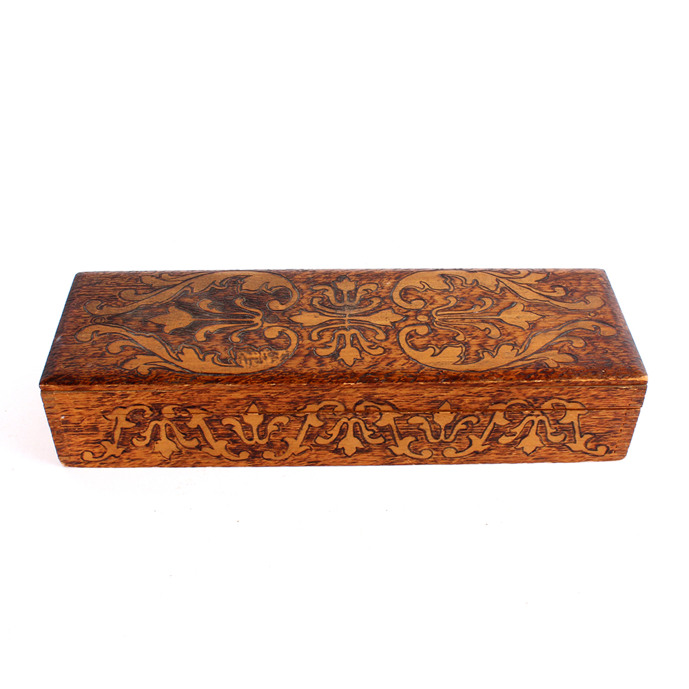Vintage Art Pyrography Glove Box