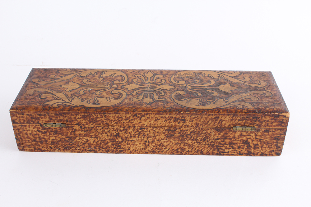 Vintage Art Pyrography Glove Box