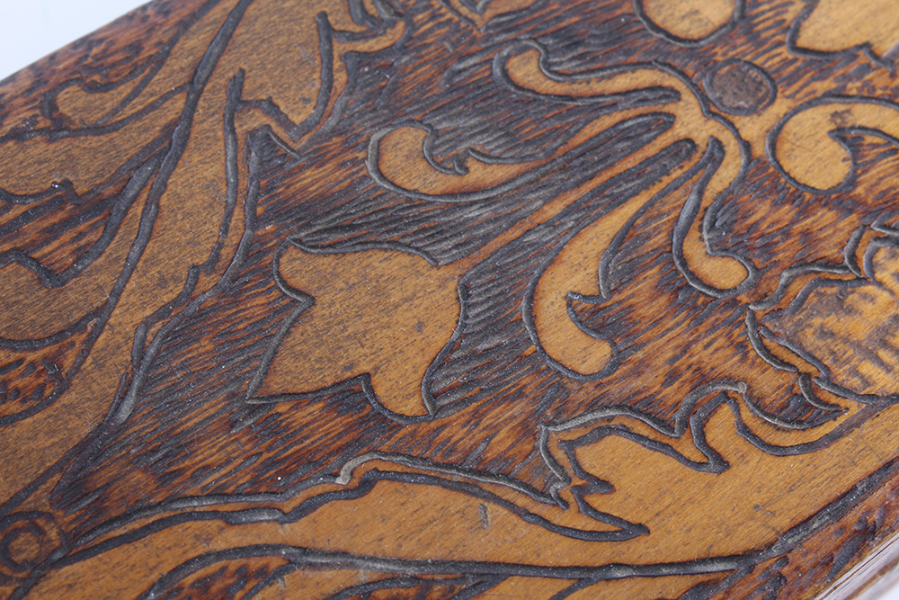 Vintage Art Pyrography Glove Box